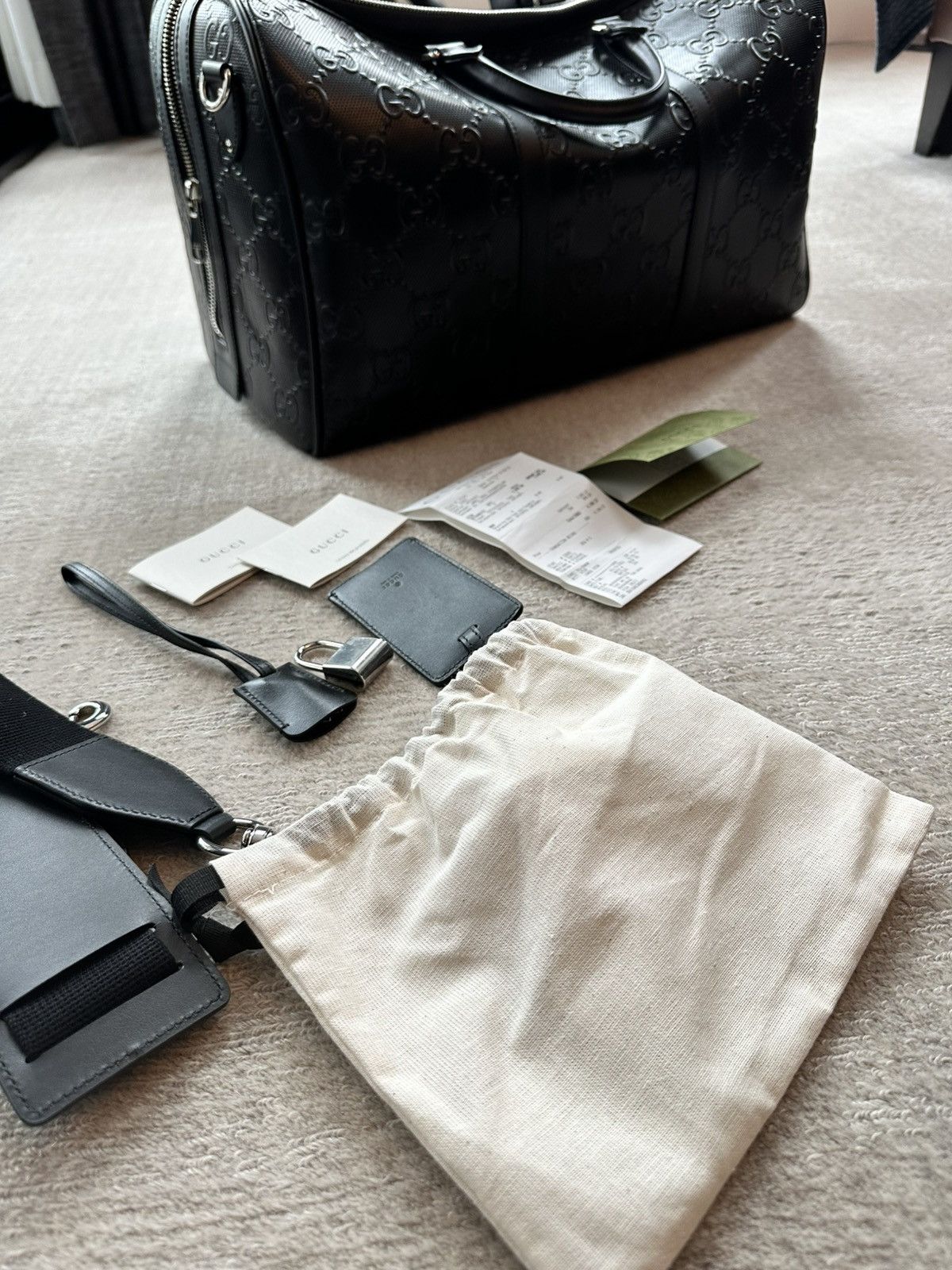Gucci Black Leather GG Embossed Duffle Size ONE SIZE - 8 Thumbnail