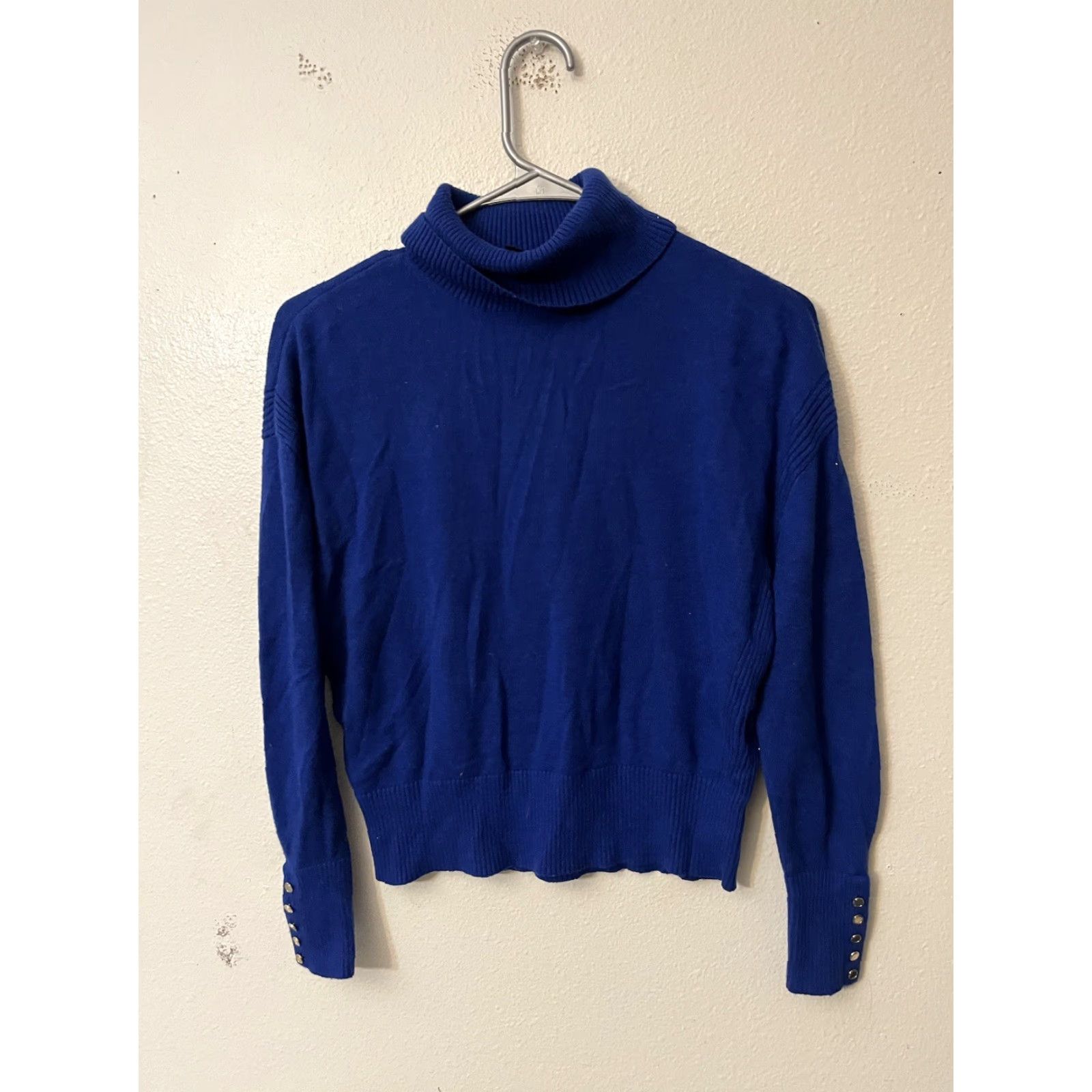 White House Black Market White House Black Market Shirt Womens S Blue Turtleneck Ribbed Long Sleeve Sweater Size S / US 4 / IT 40 - 2 Thumbnail