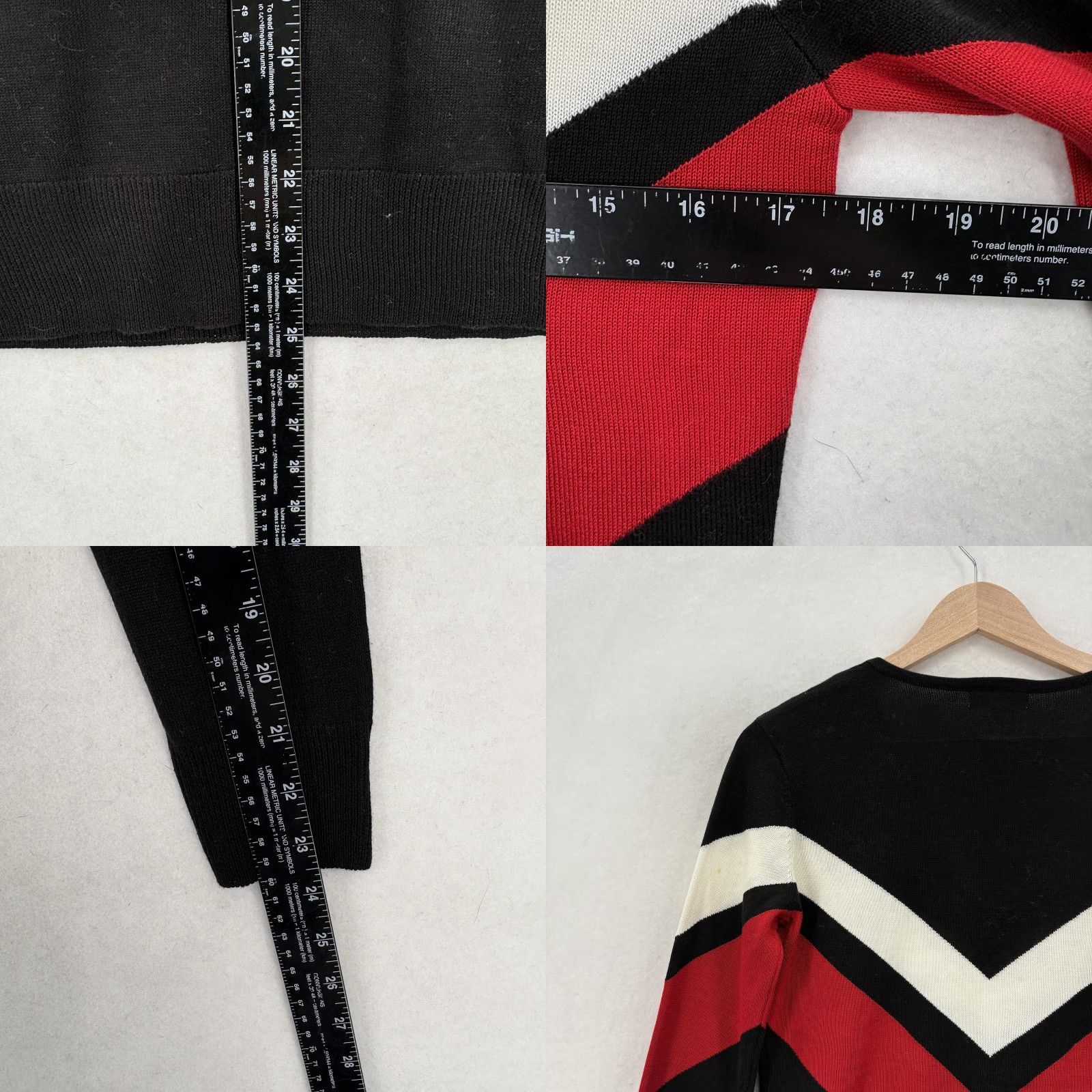 Calvin Klein Calvin Klein Sweater Womens XS Black Chevron Stripe V Neck Acrylic Knit Pullover Size XS / US 0-2 / IT 36-38 - 8 Thumbnail