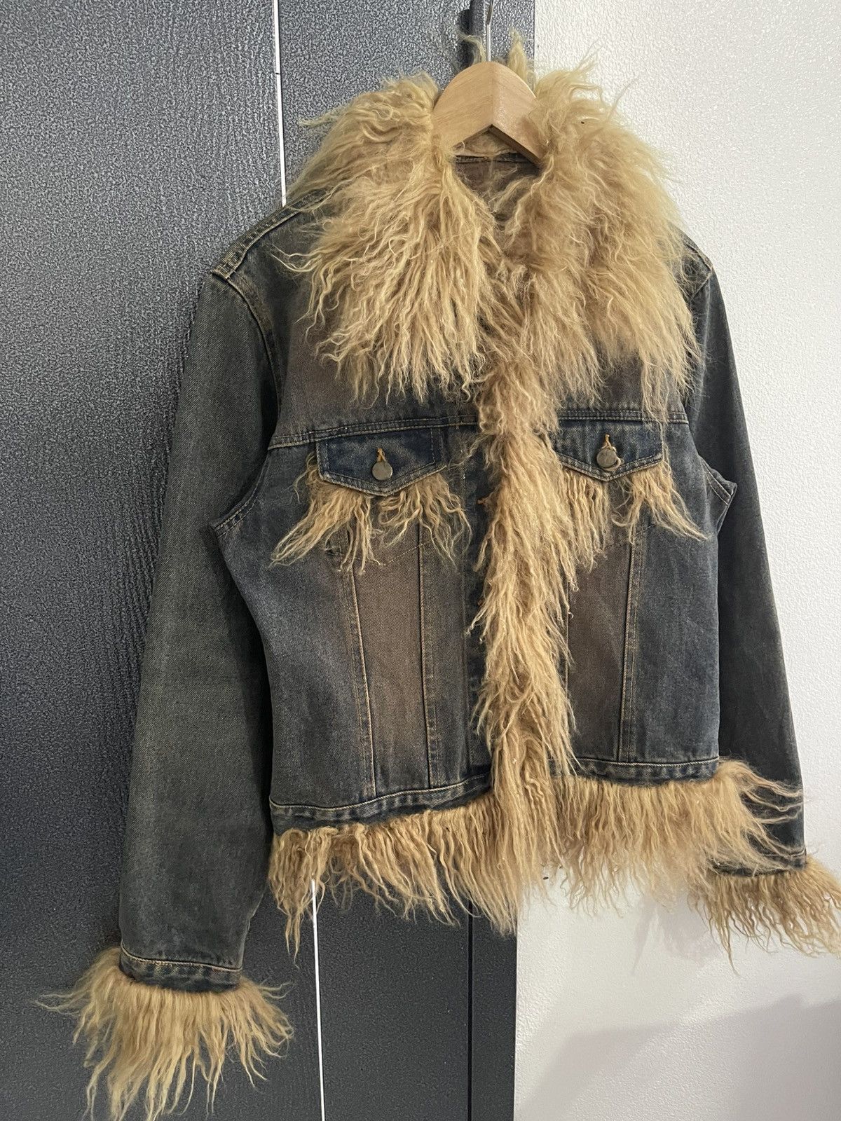 Japanese Brand Vintage Unbrand Faux Fur Collar Denim Jacket Size L / US 10 / IT 46 - 3 Thumbnail