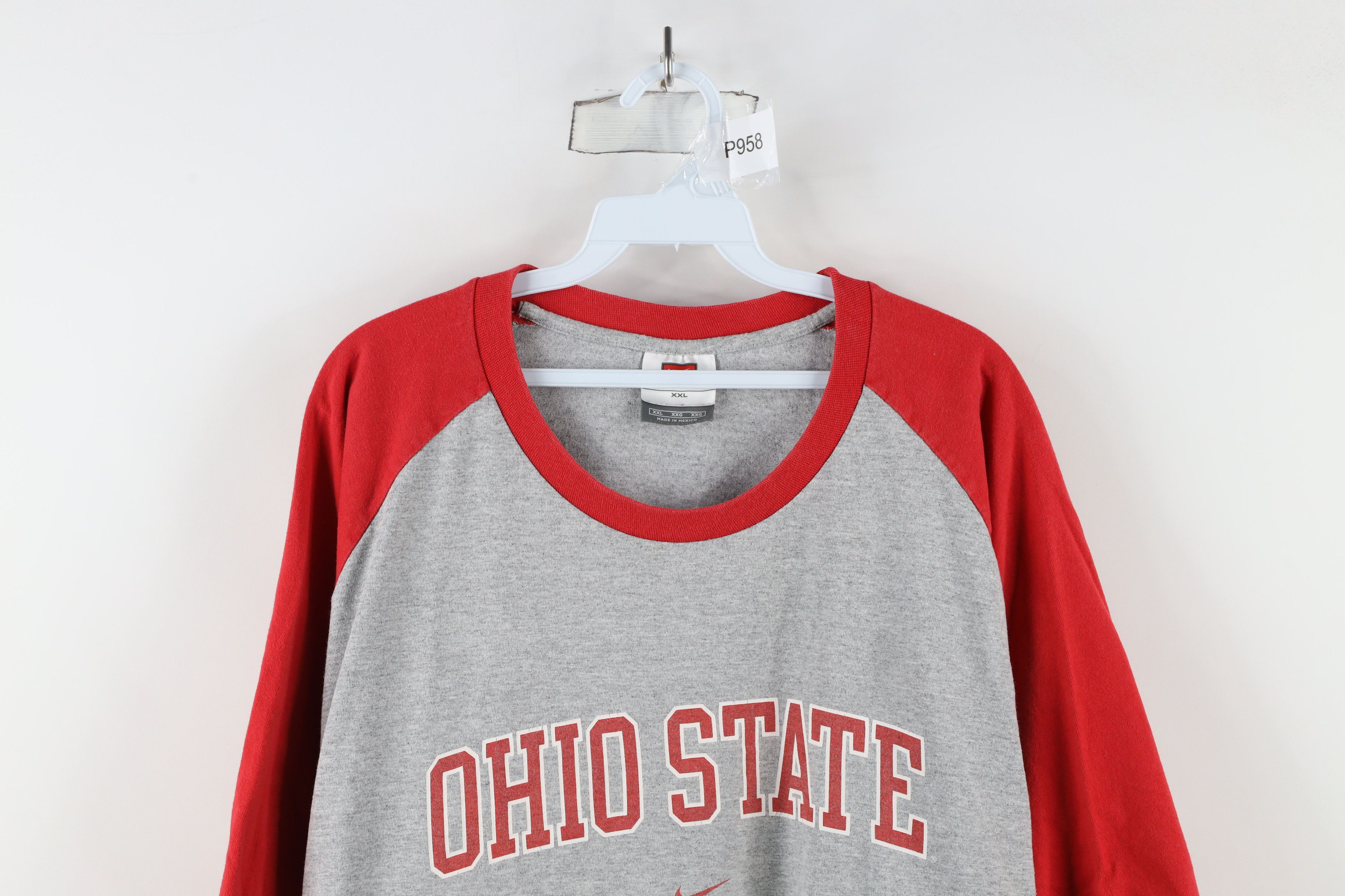 Nike × Vintage Vintage Nike Swoosh Ohio State University Raglan T-Shirt Size US XXL / EU 58 / 5 - 2 Thumbnail
