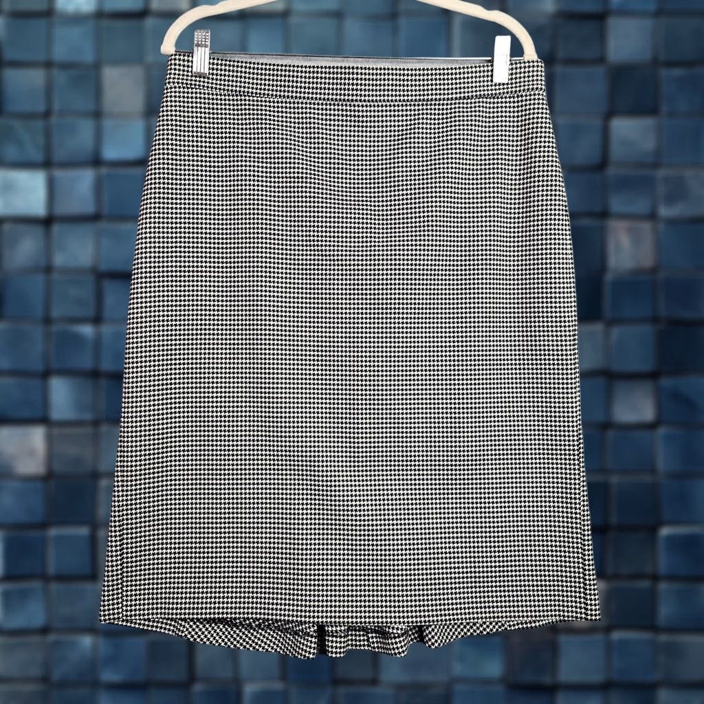Ann Taylor Ann Taylor Skirt Women 12 Houndstooth Knee Length Multicolor Polyester Rayon Flare All Seasons Lined Button Zip NEW Womens Size 34" / US 12 / IT 48 - 1 Thumbnail