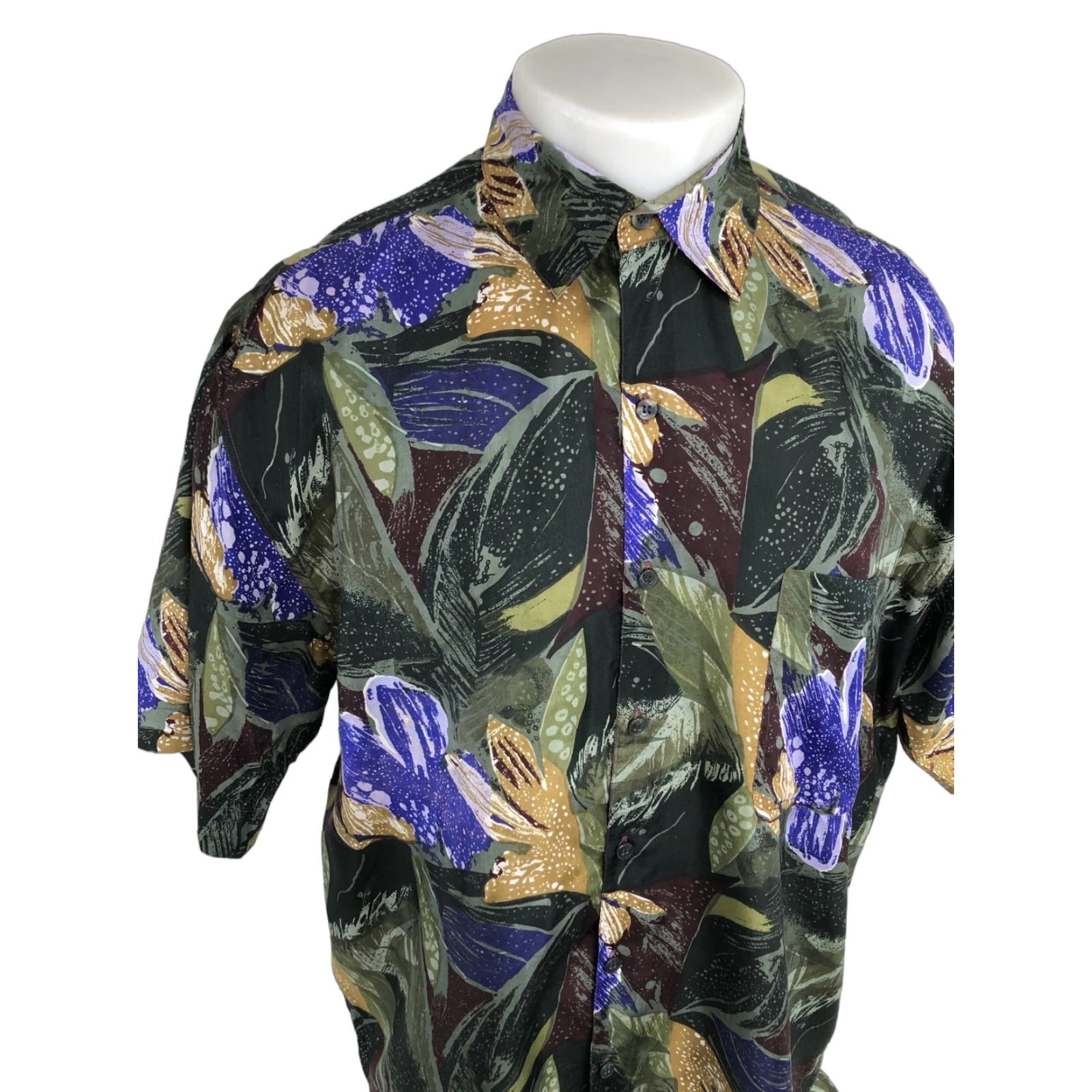 ALOHAS Robert Stock Silk Floral Aloha Hawaiian L Shirt - Multicolor Short Sleeve Button-Up, Regular, Size L, Men, Silk, Excellent Size US L / EU 52-54 / 3 - 1 Thumbnail
