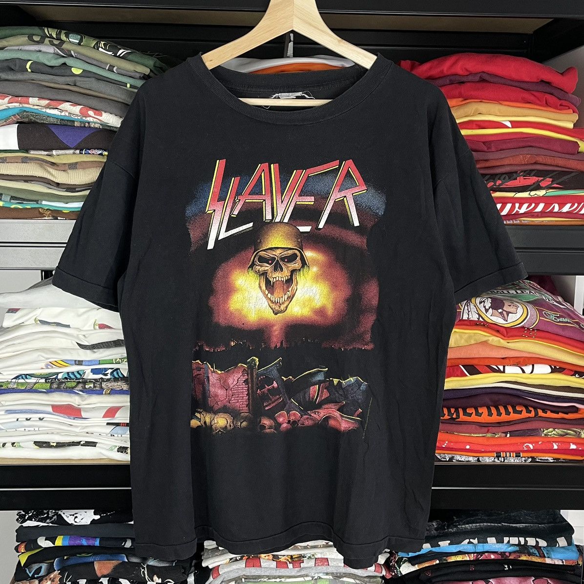 image of Band Tees x Slayer 1992 Slayer Devil Opium Brockum Vintage Tee Shirt 90's in Black, Men's (Size XL)