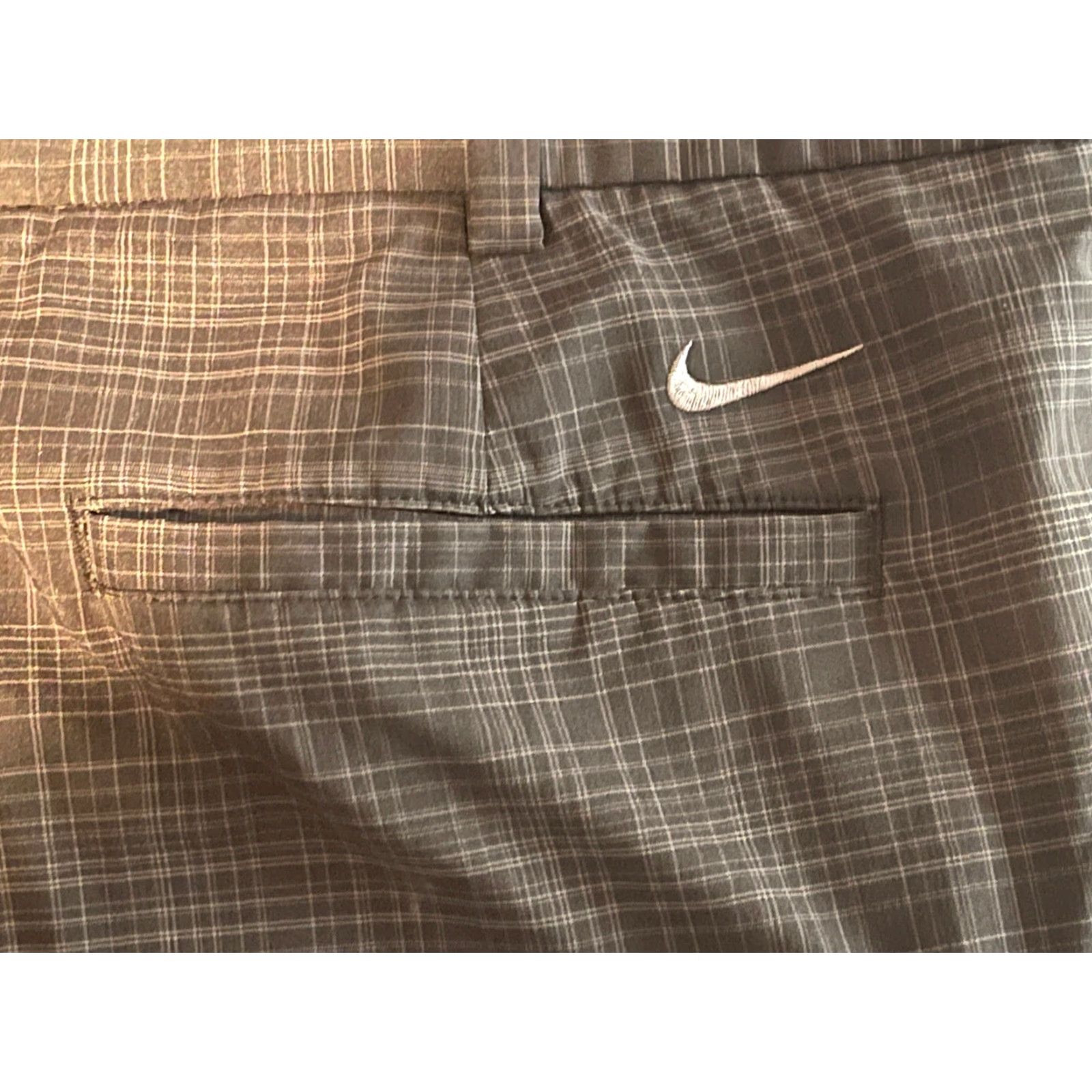 Nike Nike Golf Pants Mens Regular 38 x 32 Gray Plaid Chino Dri-Fit Belt Loops Pockets Logo Button Straight Leg Size US 38 / EU 54 - 4 Thumbnail