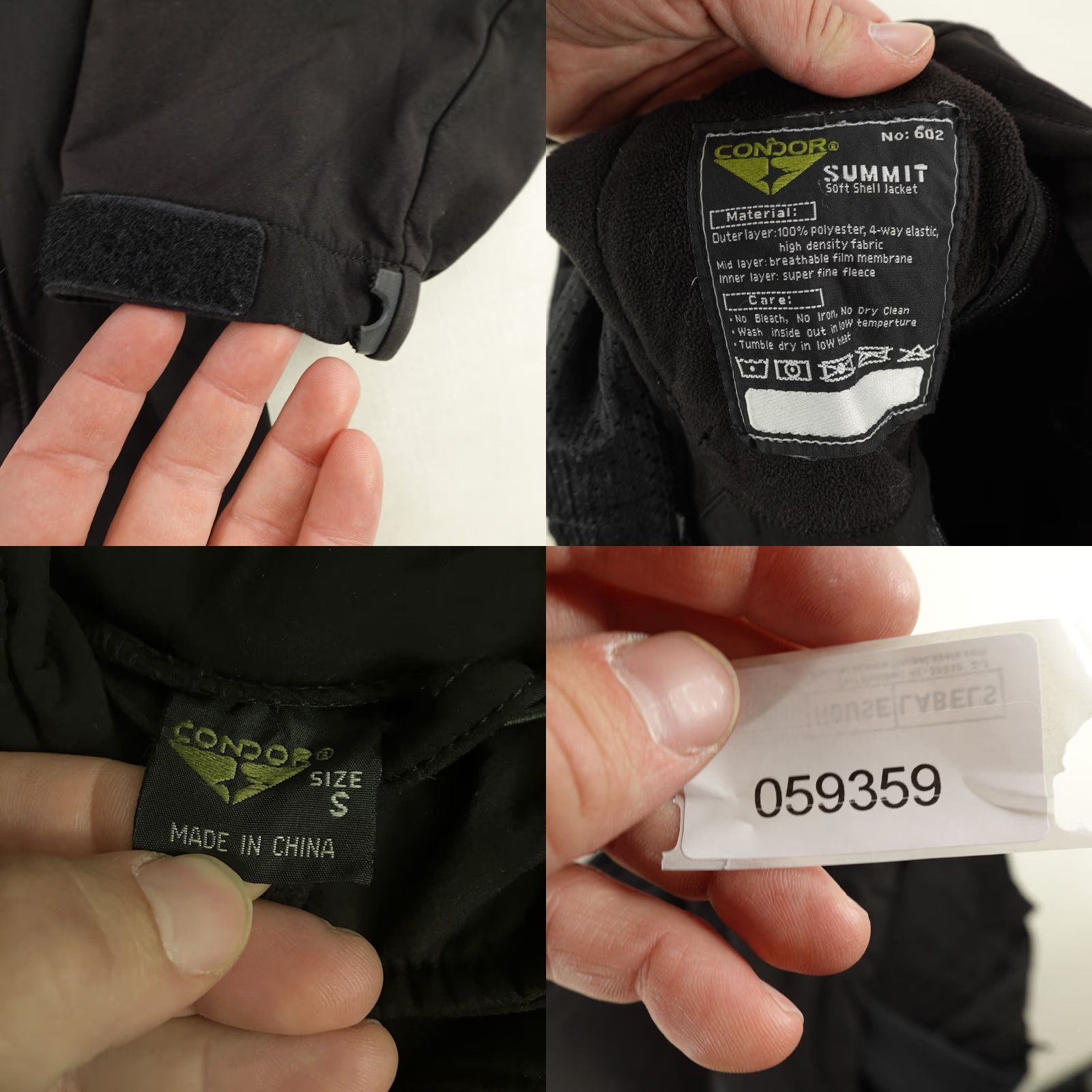 Vintage Condor Jacket Mens Small Black Summit Soft Shell 602 Tactical Utility Coat Size US S / EU 44-46 / 1 - 8 Thumbnail