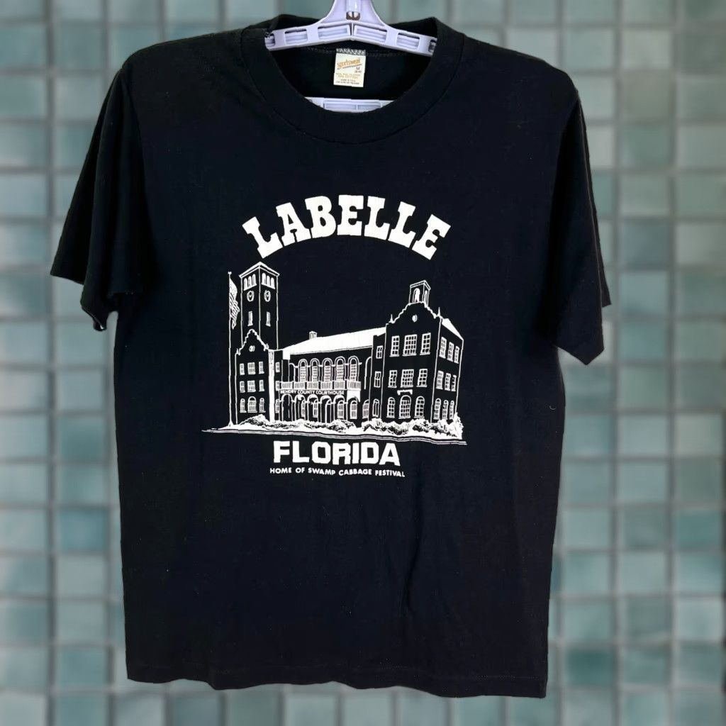 Vintage VINTAGE Sportswear T-Shirt Mens M Black Graphic Print Crew Neck Short Sleeve Logo Swamp Cabbage Fest Labelle FL Destination Angels Stitch Bill 90s Size US M / EU 48-50 / 2 - 1 Thumbnail