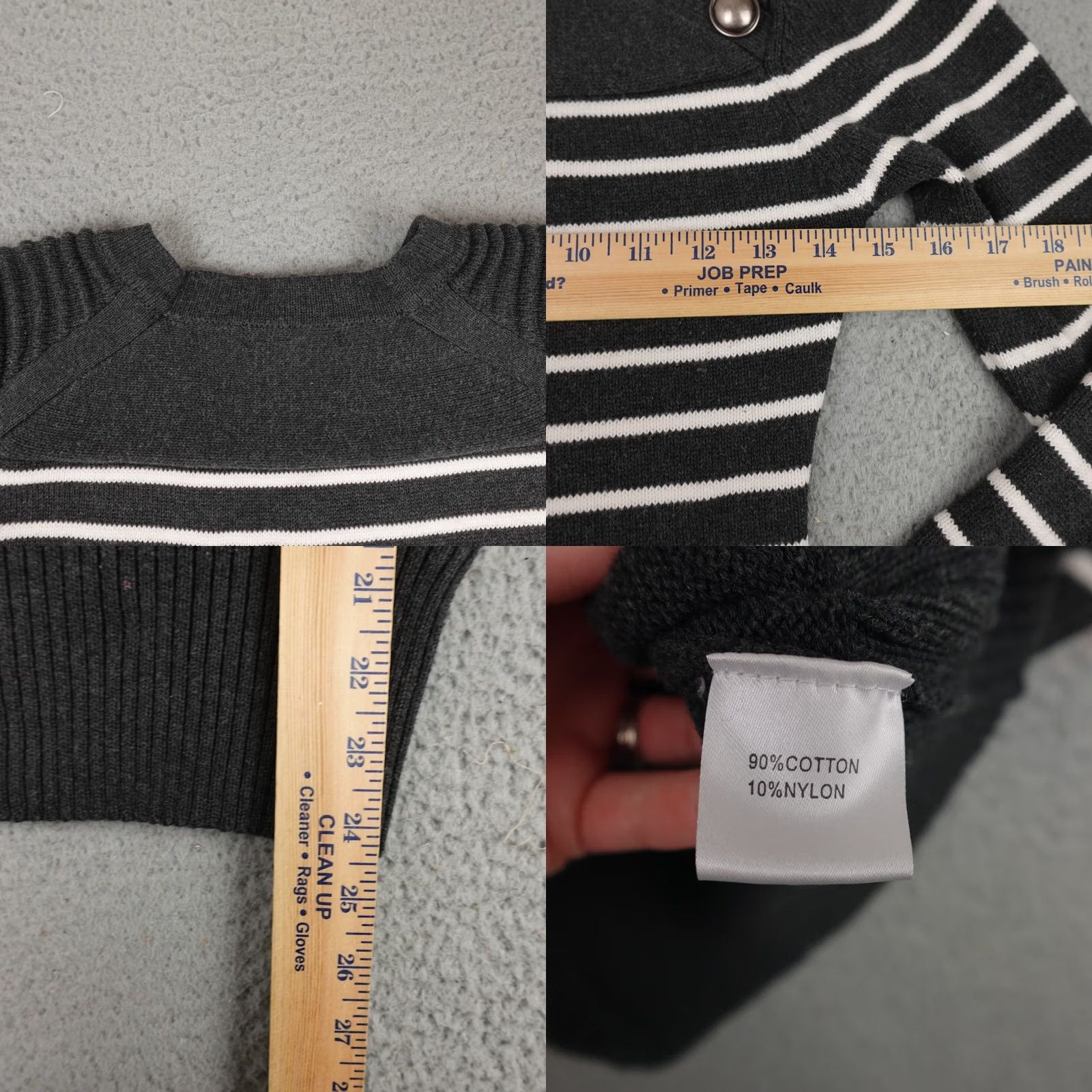 Vintage Pattyboutik Sweater Womens Small Gray White Striped Long Sleeve Pullover Knit Size S / US 4 / IT 40 - 9 Thumbnail