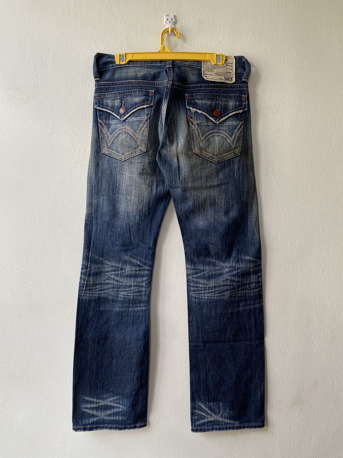 Edwin Japanese Brand Edwin 503 Blue Trip Distressed Denim Size US 31 - 3 Thumbnail