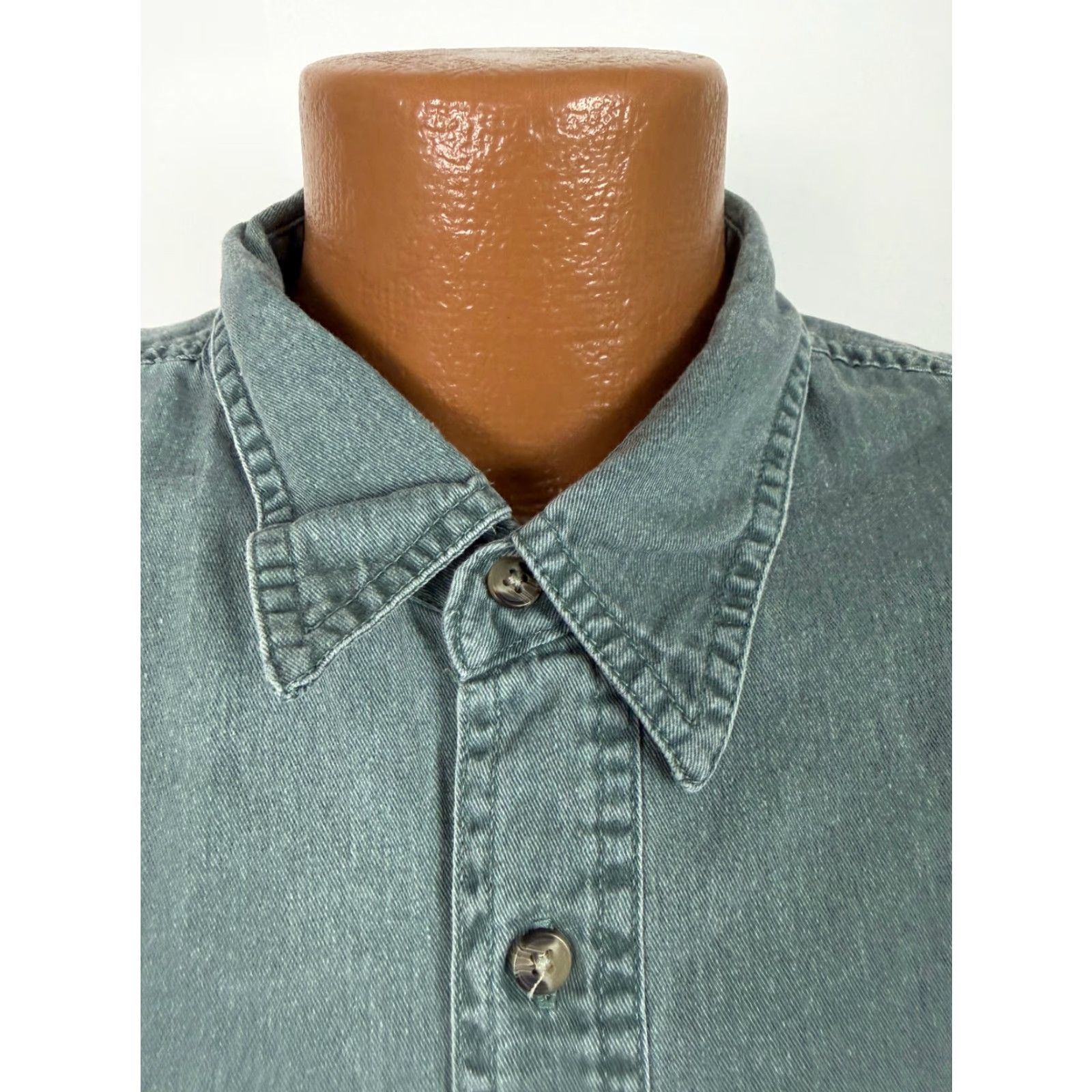 Bugle Boy VINTAGE Bugle Boy Shirt 2XL Button-Up Twill Cotton Green 90s Grunge Outdoor Mens Shirt - Vintage 90s Bugle Boy Shirt Size US XXL / EU 58 / 5 - 3 Thumbnail