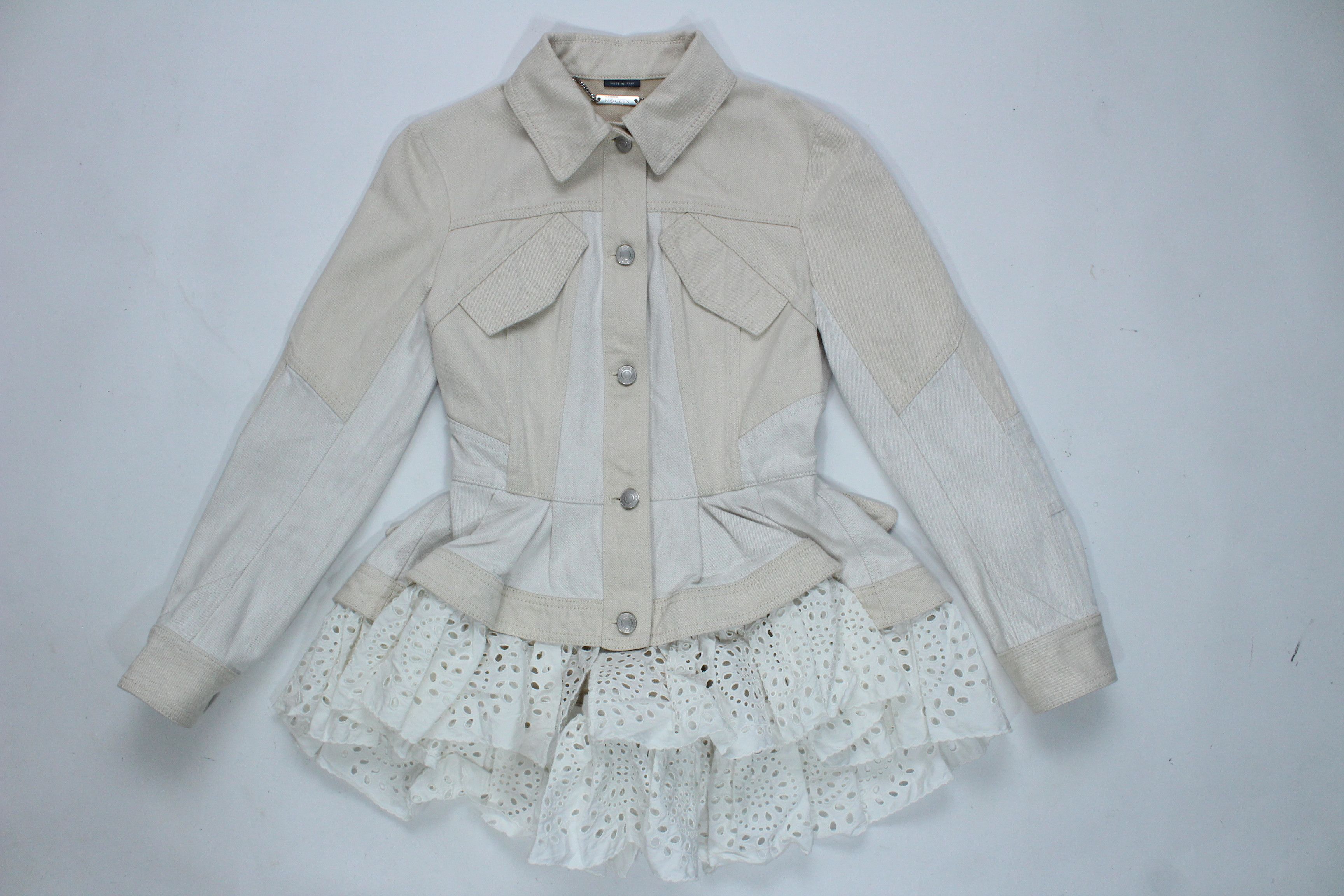 Alexander McQueen Alexander McQueen Ruffled Peplum Lace Denim Jacket IT 40 Size S / US 4 / IT 40 - 7 Thumbnail