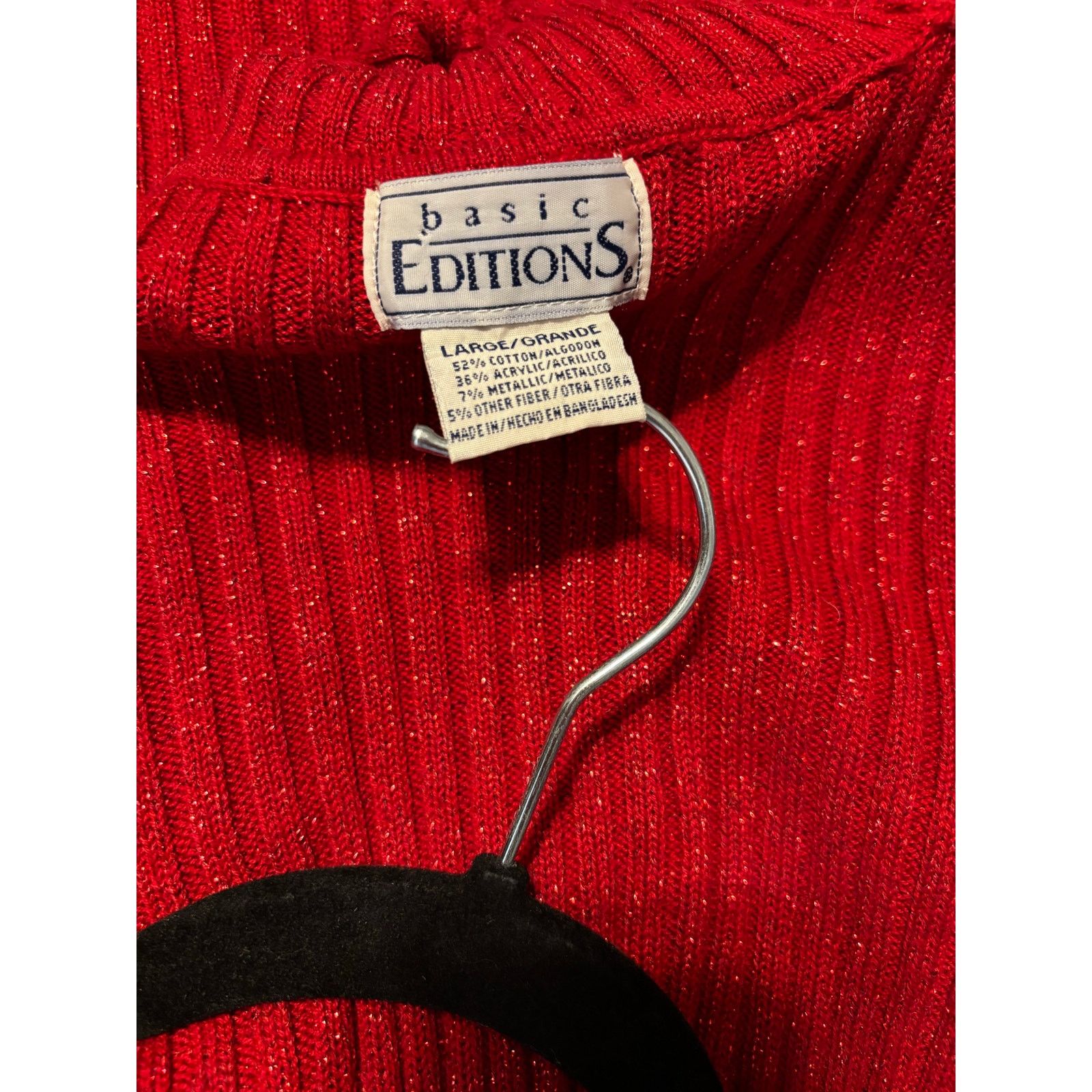 Basic Editions Womens Red Ribbed Turtleneck Sweater Size Large Size L / US 10 / IT 46 - 5 Thumbnail