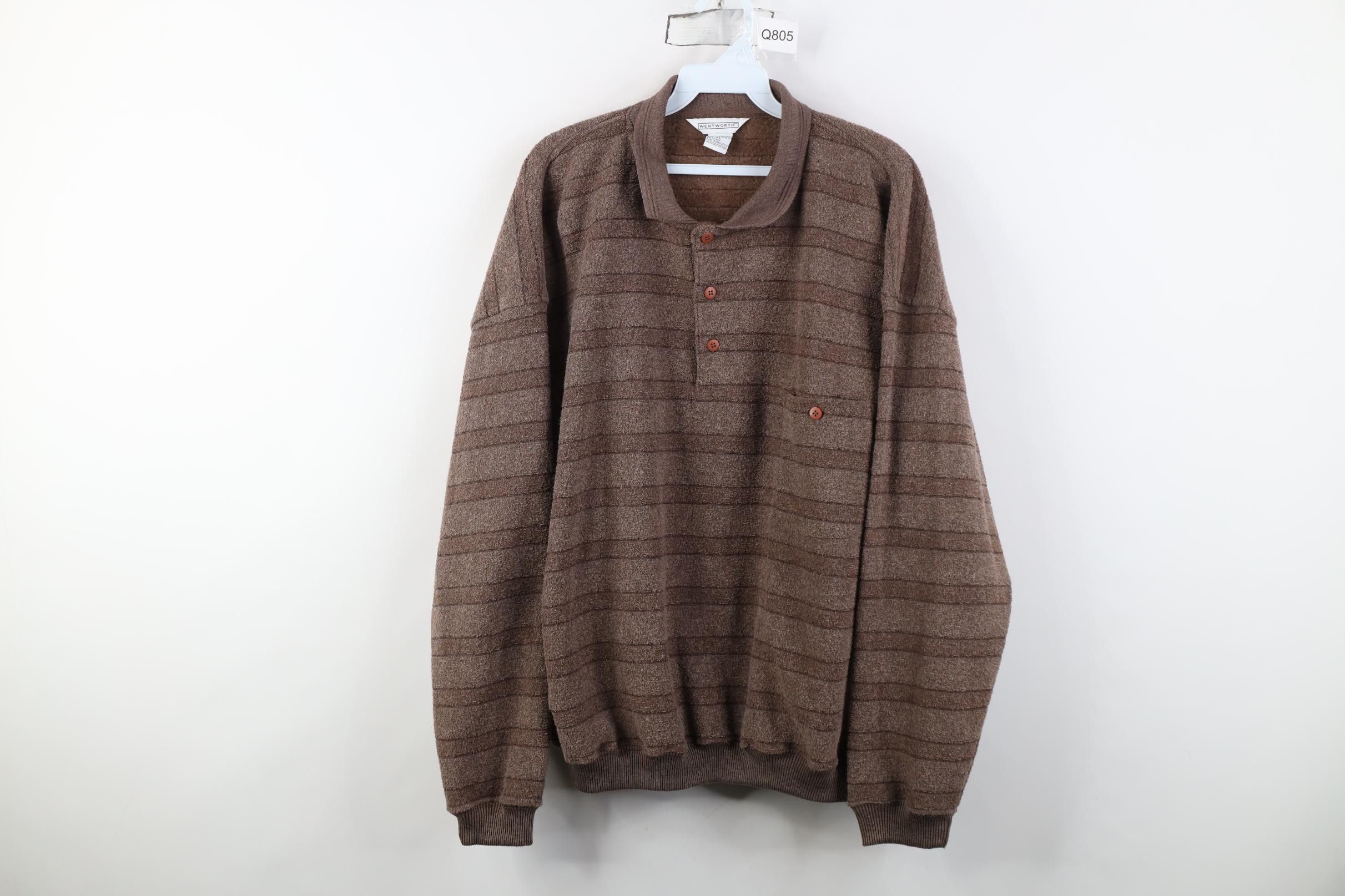 Vintage Vintage 90s Streetwear Fleece Collared Pullover Sweater Size US XL / EU 56 / 4 - 1 Thumbnail