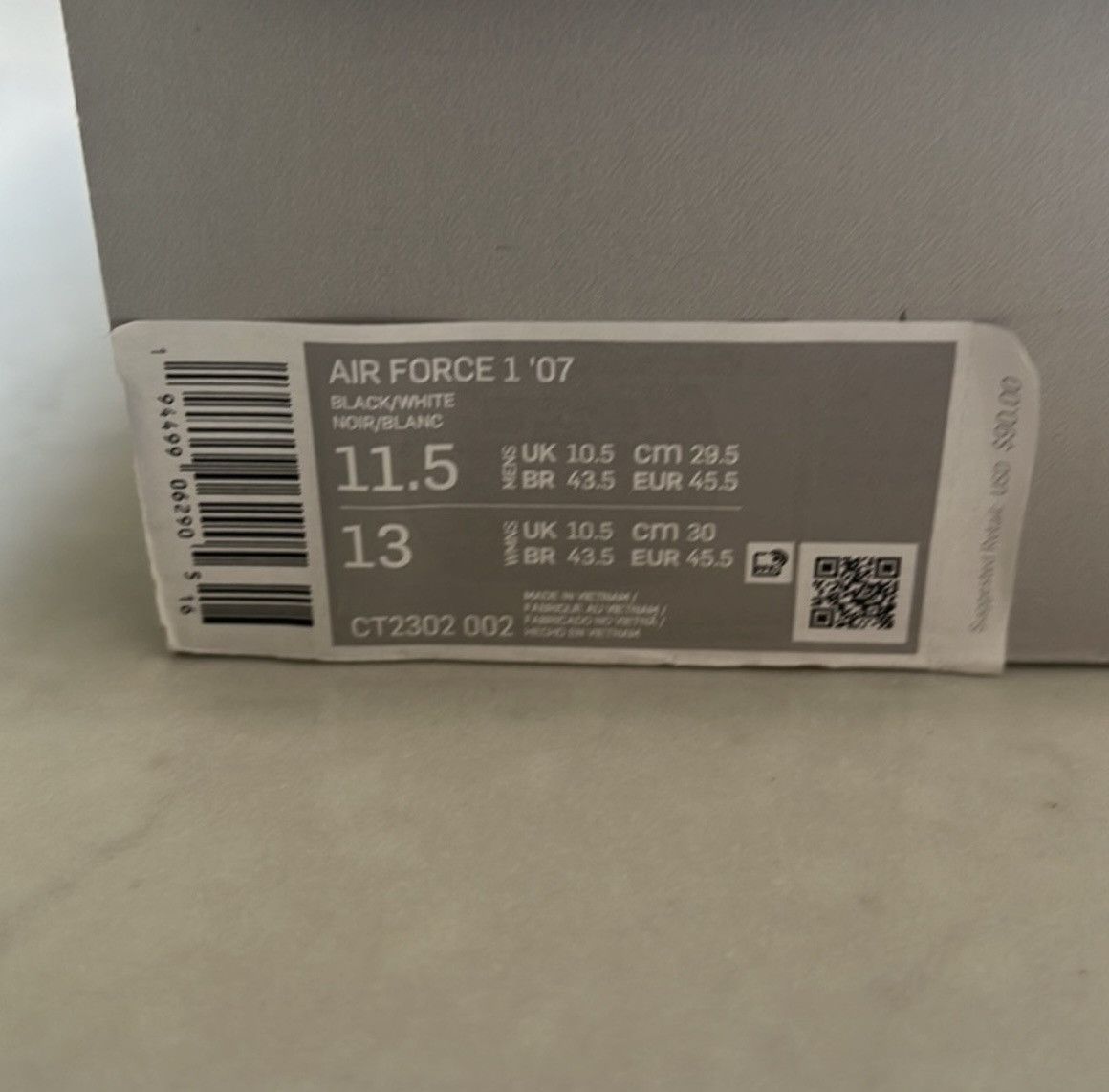 Nike Nike Air Force 1 Low '07 Black White Pebbled Leather Size US 11.5 / EU 44-45 - 7 Thumbnail