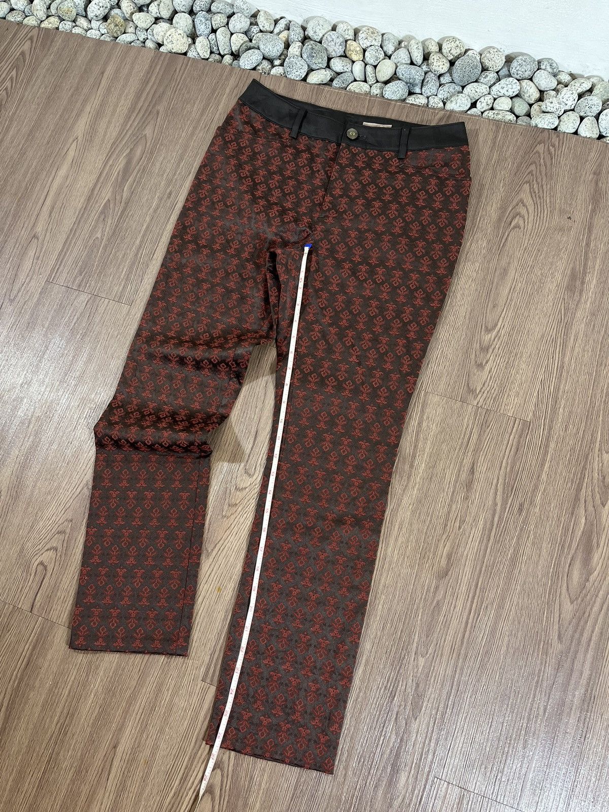 Japanese Brand Fleur de Colza – Red Jacquard Pattern Slim Pants Size US 29 - 15 Thumbnail