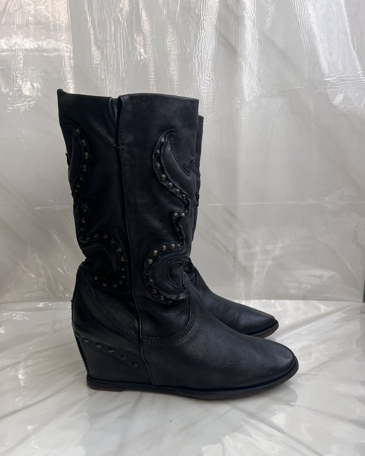 A.S.98 As 98 Airstep Zipper Boho Black Biker distressed boot Size US 8 / IT 38 - 4 Thumbnail