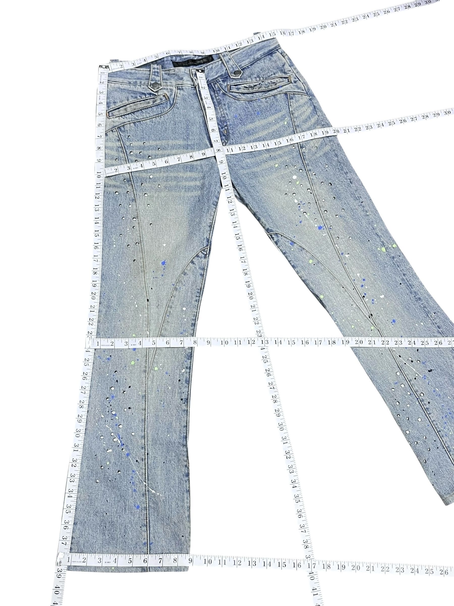 Schlussel 💥Y2K Schlussel Flare Denim Spliced Studs & Splatter RARE Size US 30 / EU 46 - 15 Thumbnail