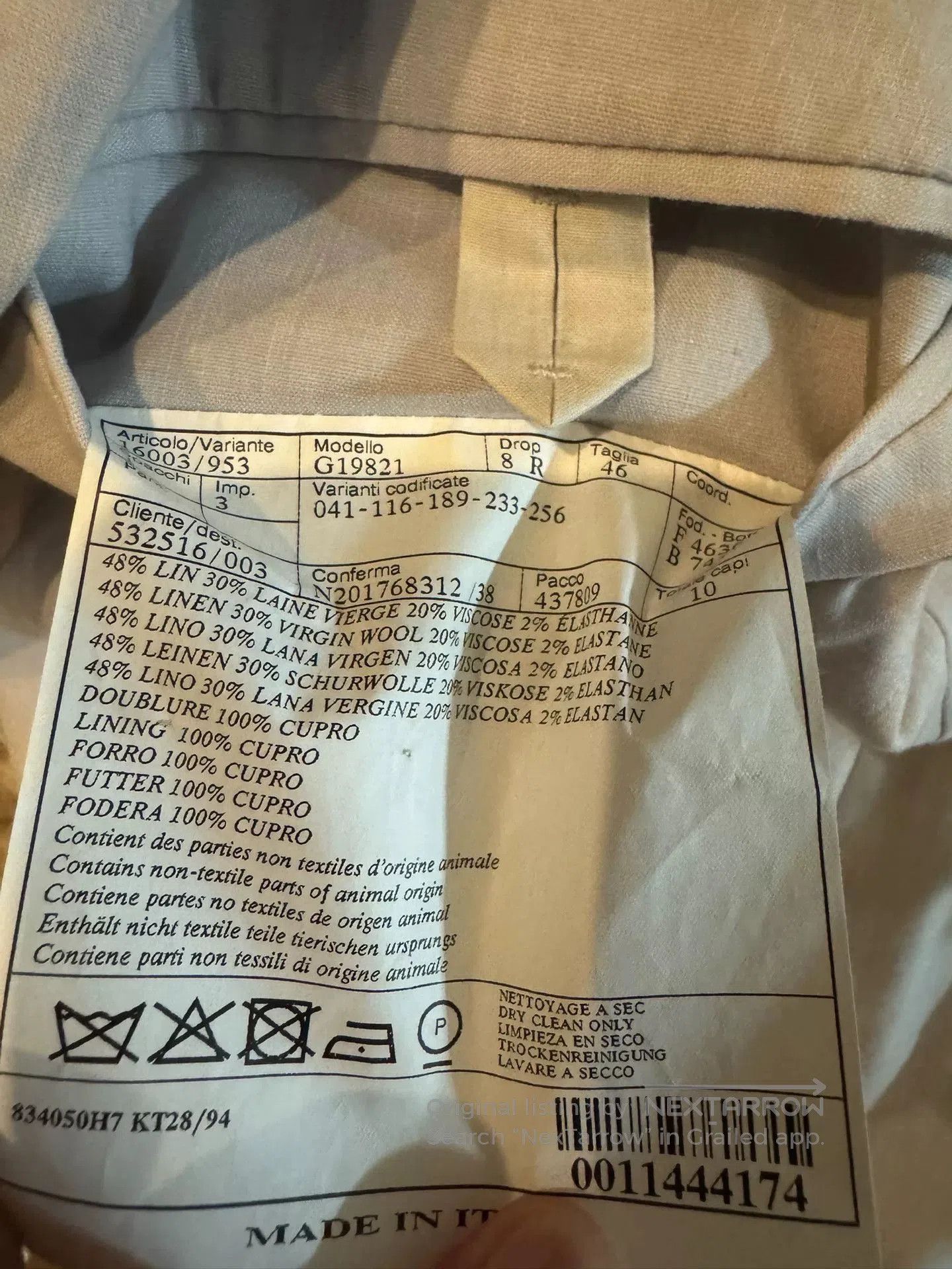 Hermes hermes men's tailored unlined linen blazer. Size US M / EU 48-50 / 2 - 5 Thumbnail