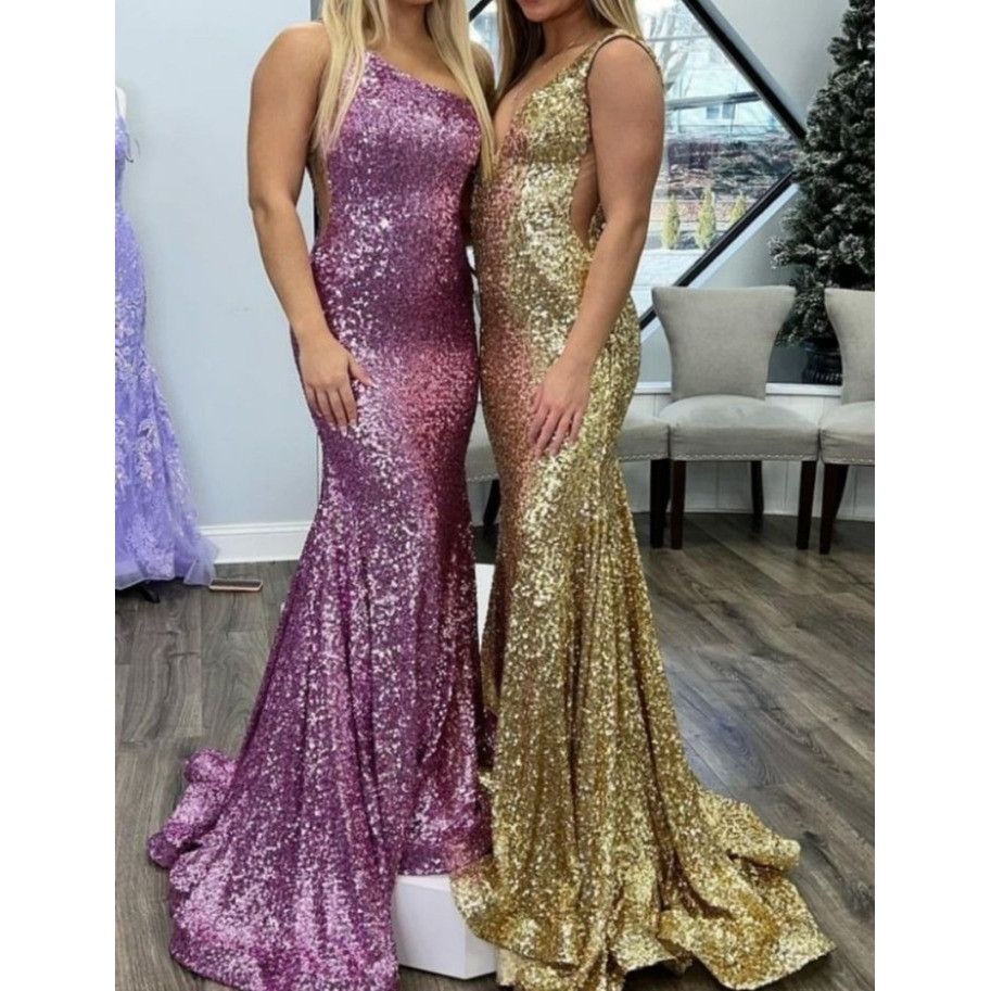Designer Jovani Gold Sequin Open Back V-neck Prom Pageant Gown 23079 Size XS / US 0-2 / IT 36-38 - 8 Thumbnail
