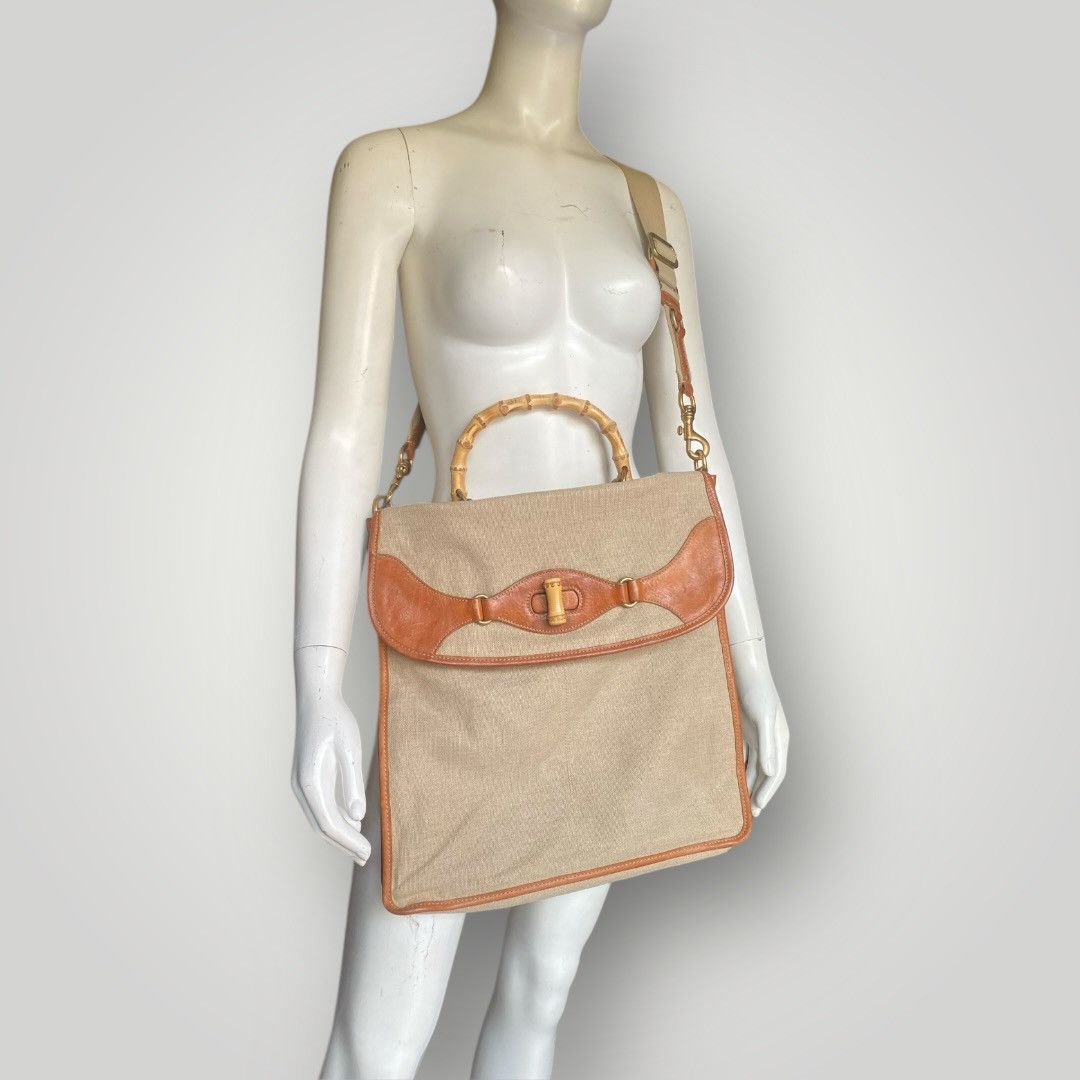 Miu Miu Vintage SS04 Runway Bamboo Handle Canvas Bag Size ONE SIZE - 2 Thumbnail