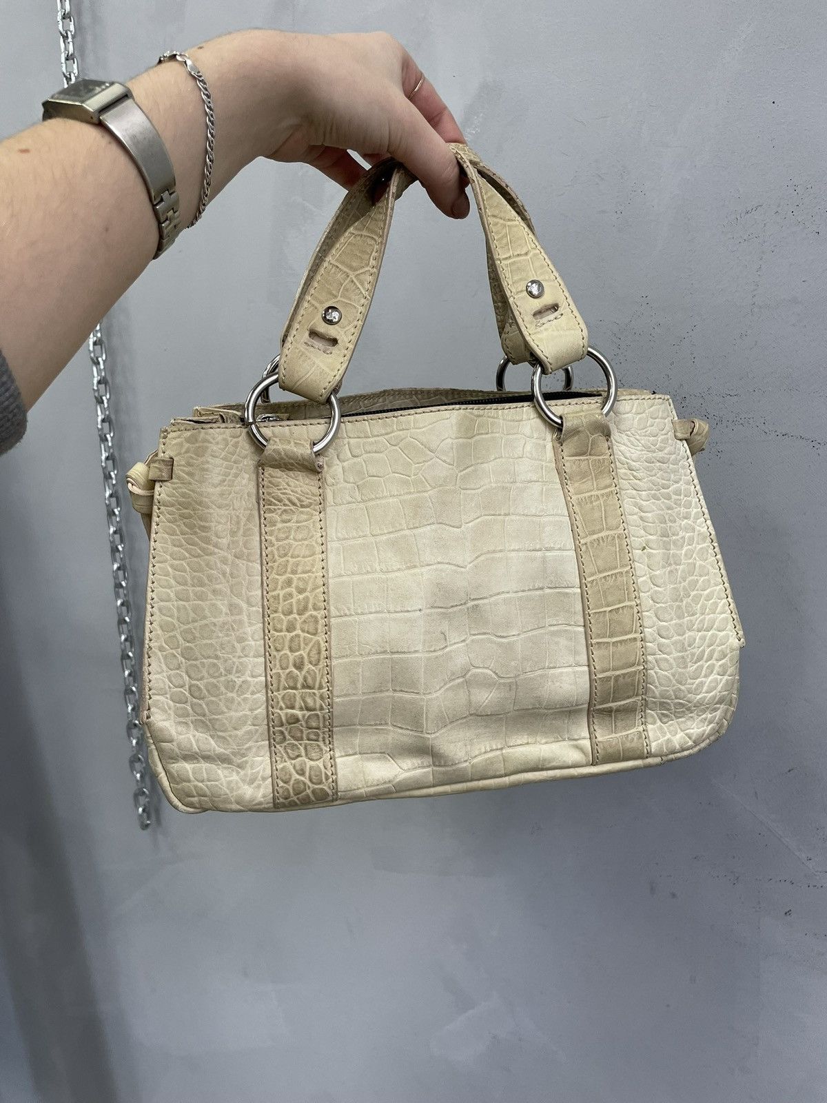 Emporio Armani Emporio Armani beige croco leather handbag Y2K classy style Size ONE SIZE - 5 Thumbnail