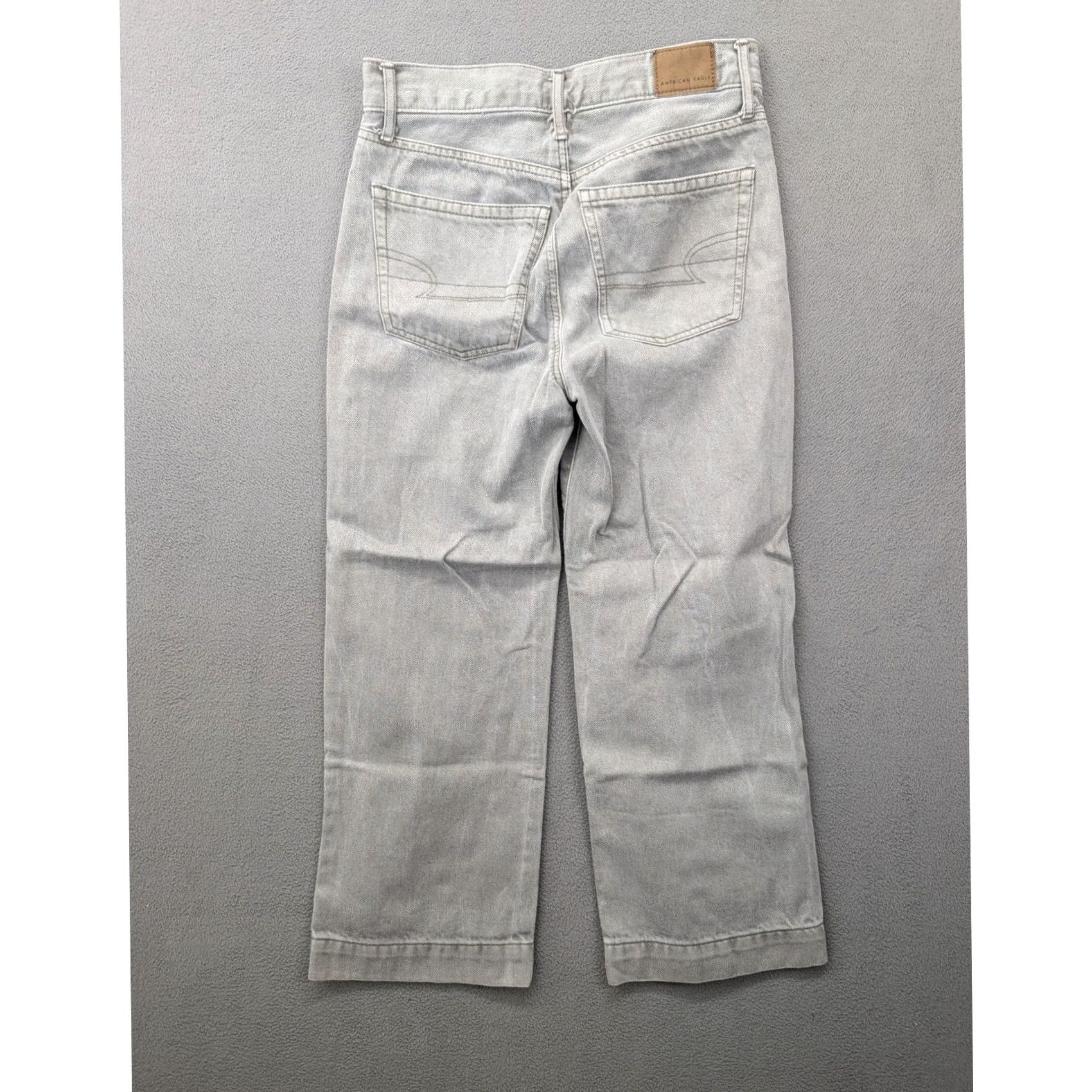 Vintage American Eagle Womens Gray Denim Wide-Leg Cropped Button Fly Jeans Size 0 Size 25" / US 0 / IT 36 - 6 Thumbnail