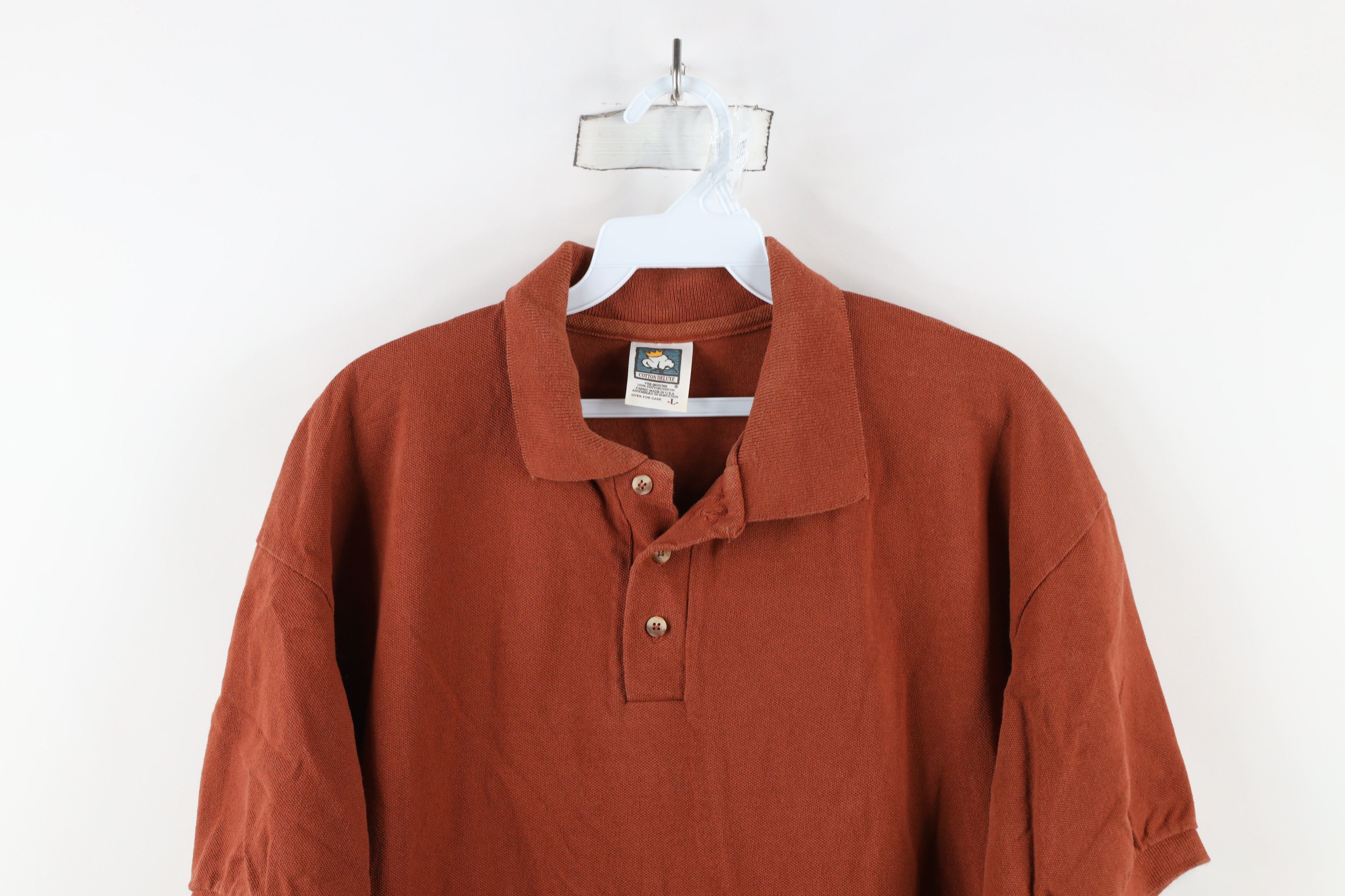 Vintage Vintage 90s Streetwear Collared Polo Shirt Burnt Orange USA Size US L / EU 52-54 / 3 - 2 Thumbnail