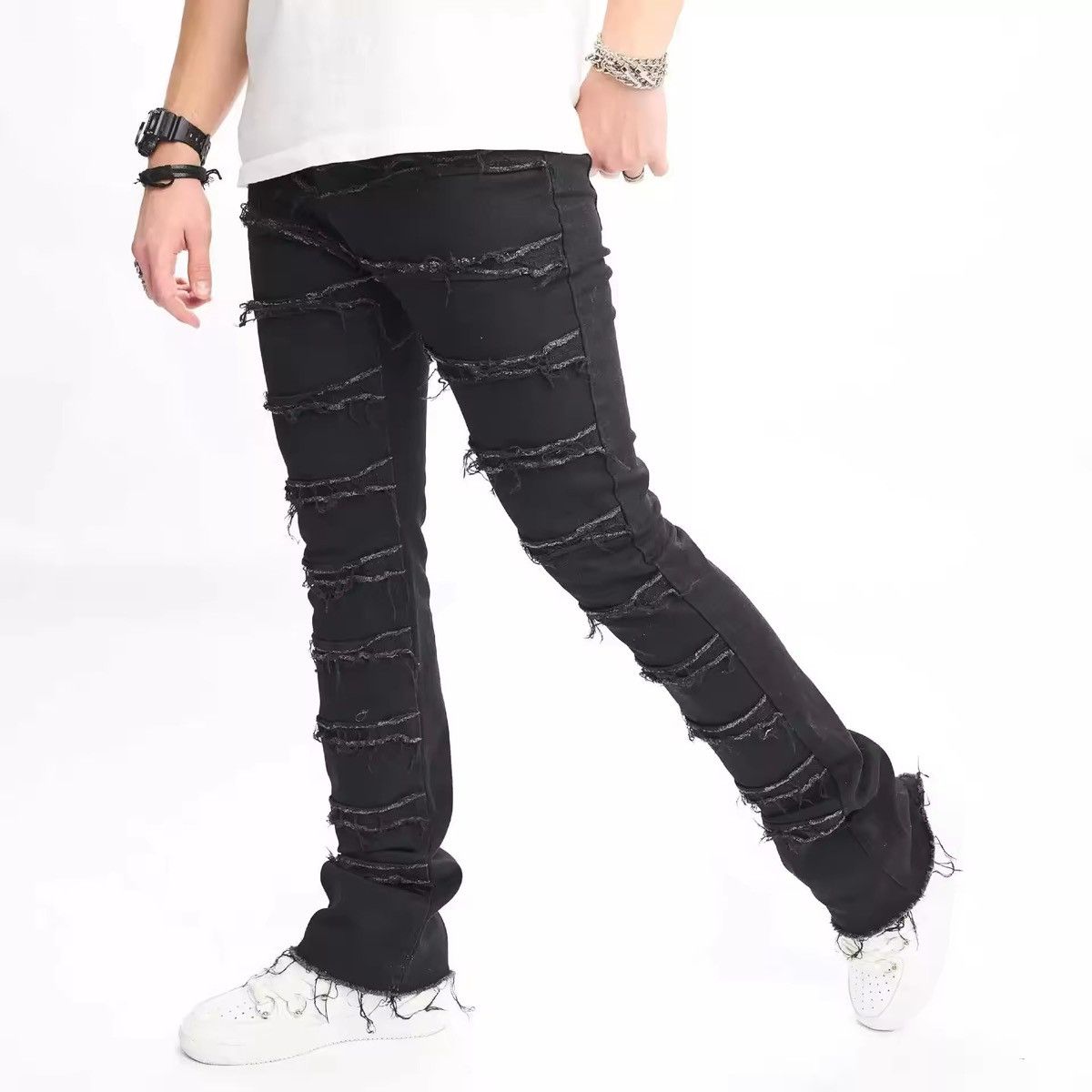 Jean × Vintage Men Distressed Spliced Slim Flared Jean Size US 36 / EU 52 - 3 Thumbnail