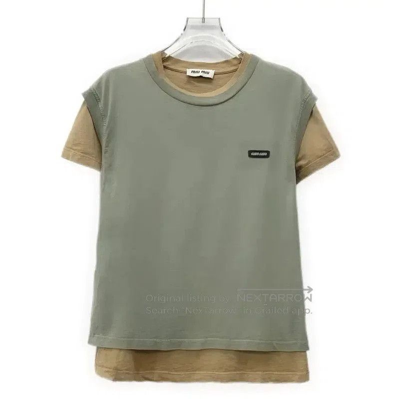 Miu Miu Miu Miu Color-Block Cotton Women's T-Shirt . Size XS / US 0-2 / IT 36-38 - 1 Thumbnail