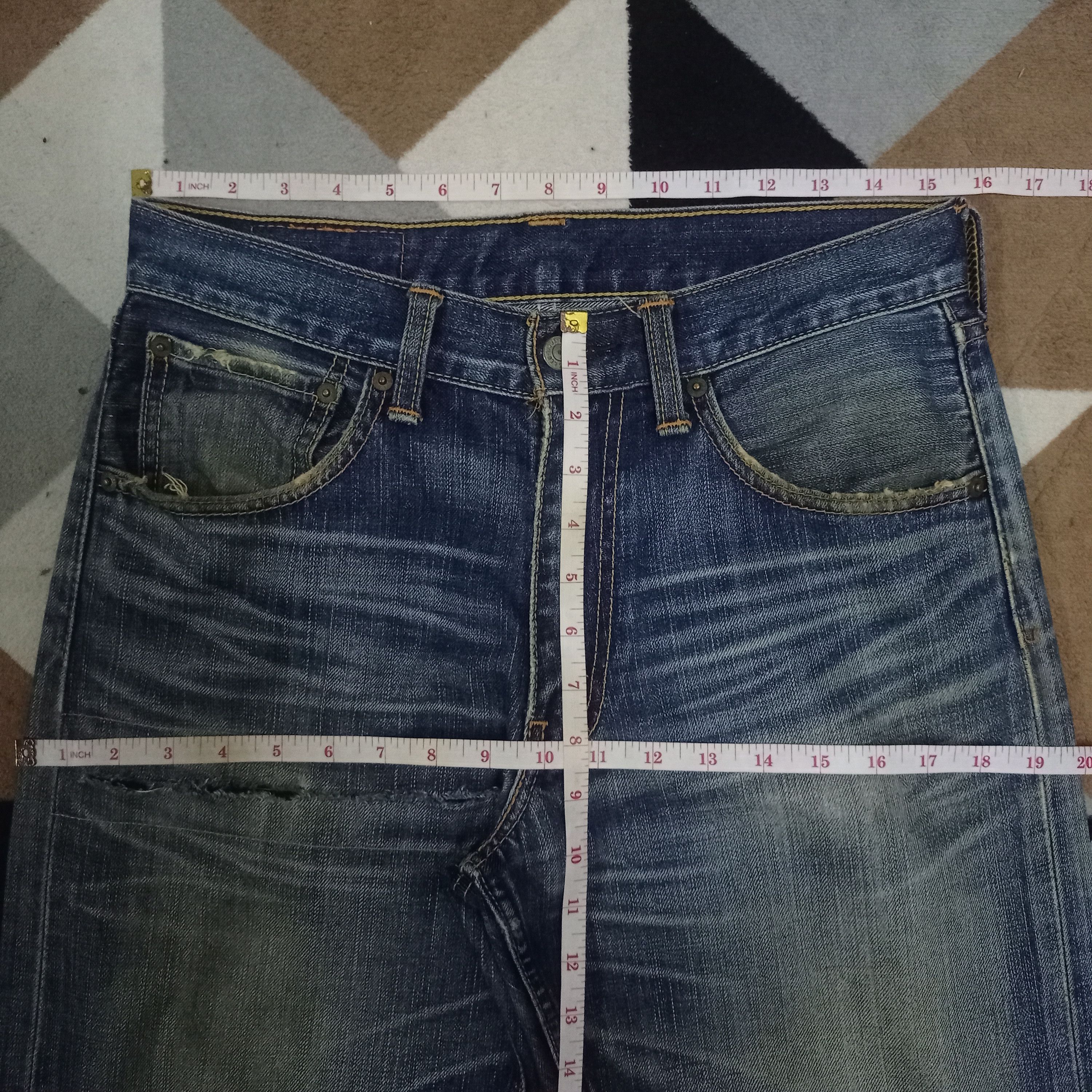 Levi's × Levi's Vintage Clothing Vintage 90s Levis 703 Blue Wash Distressed Baggy Jeans Size US 31 - 9 Thumbnail