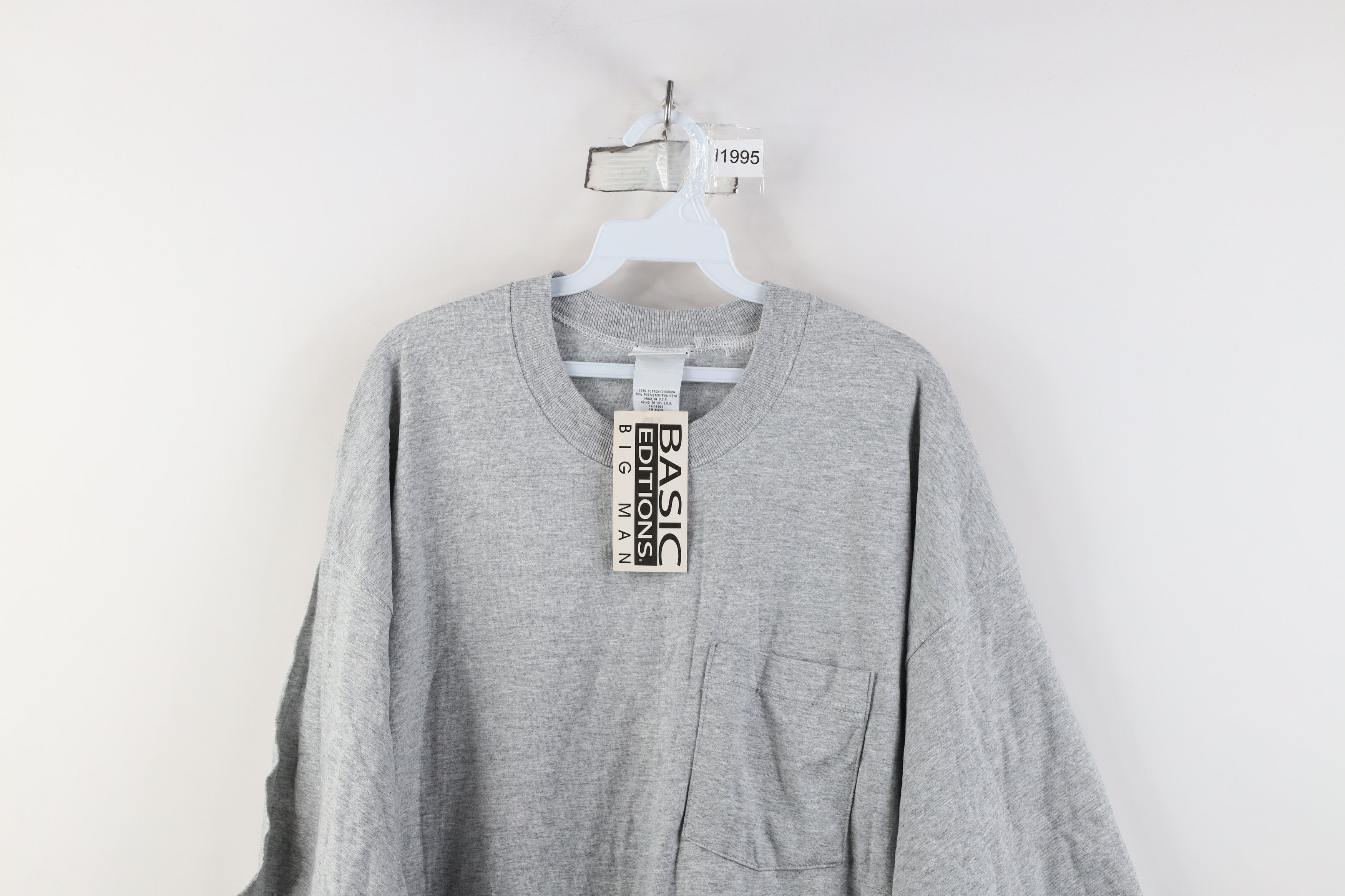 Vintage Deadstock Vintage 90s Streetwear Pocket T-Shirt Gray USA Size US XXL / EU 58 / 5 - 2 Thumbnail