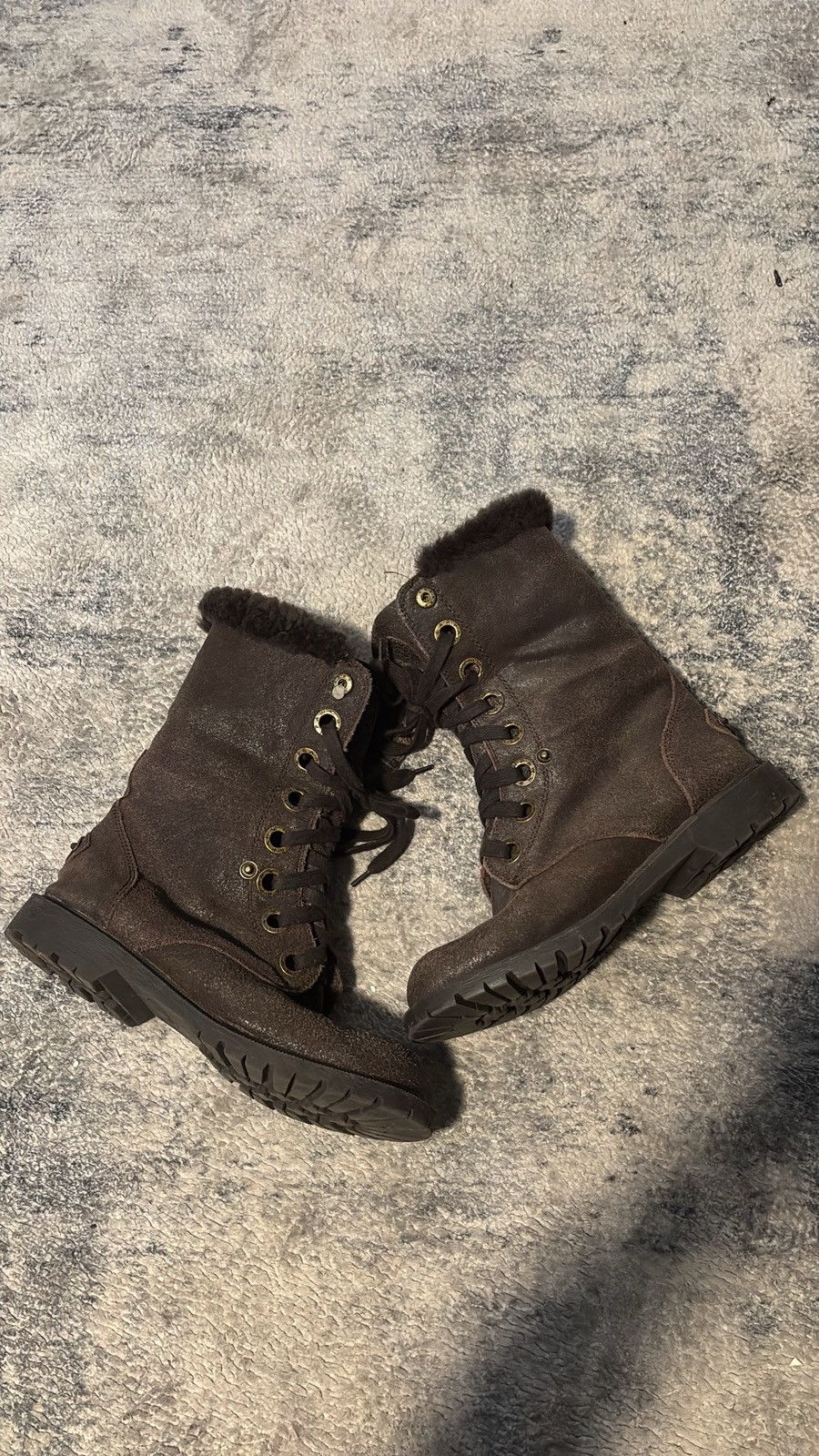 A.S.98 As98 style bear paw brown fur boots with plaid lining Size US 8.5 / EU 41-42 - 2 Thumbnail