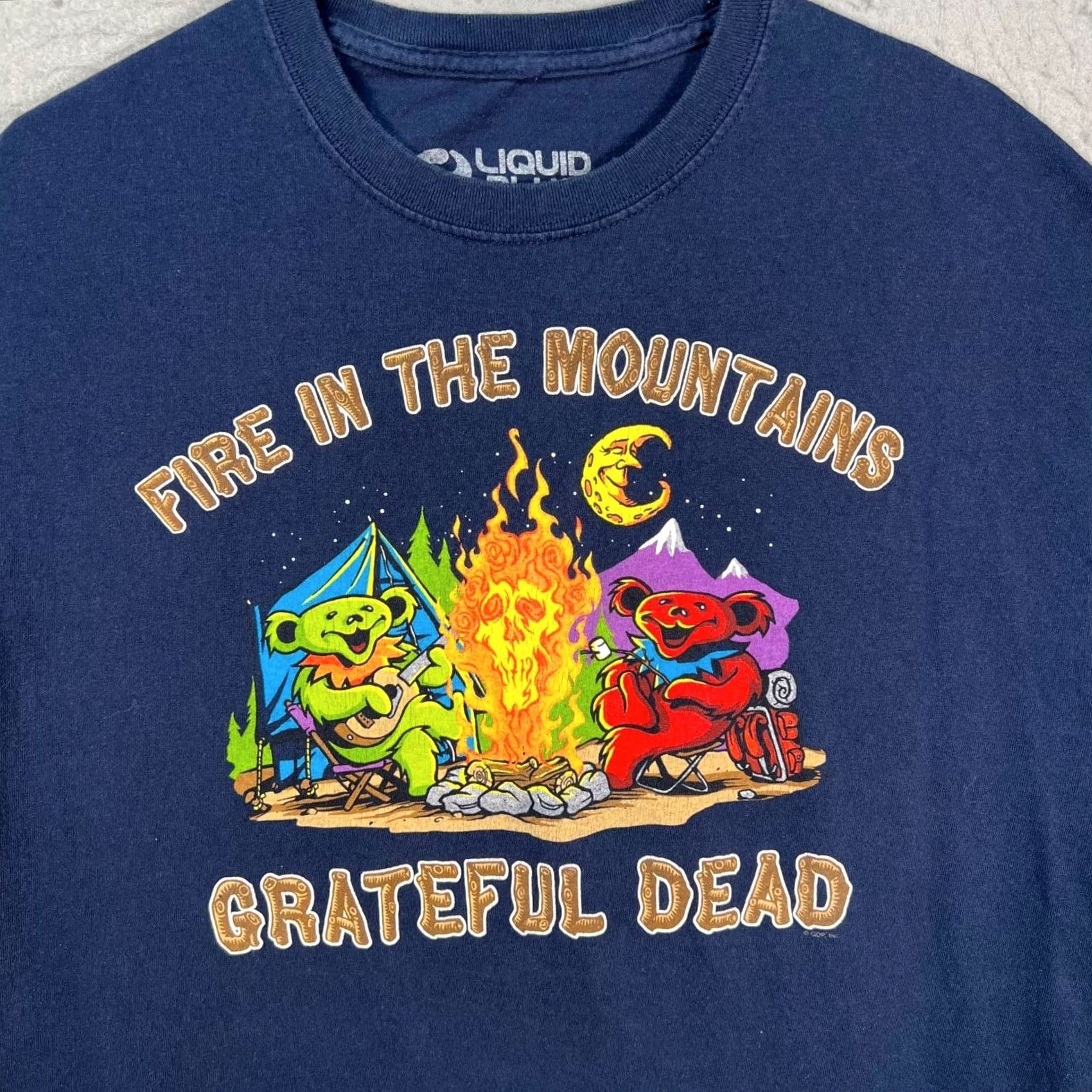 Liquid Blue Grateful Dead Fire In The Mountains Liquid Blue T-Shirt Large Mens Blue Cotton Graphic Print Short Sleeve Crew Neck Shirt Size US L / EU 52-54 / 3 - 4 Thumbnail