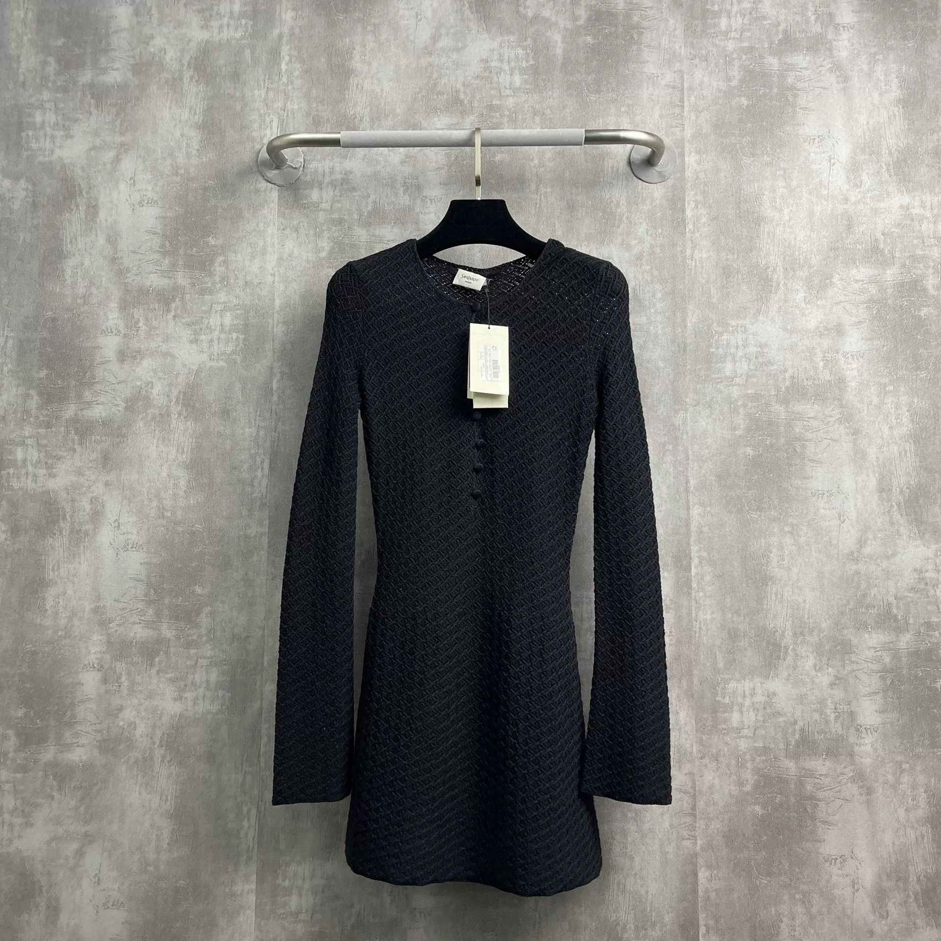 Saint Laurent Paris Saint Laurent 25 New Black Long-Sleeve Knit Dress Size XS / US 0-2 / IT 36-38 - 1 Thumbnail