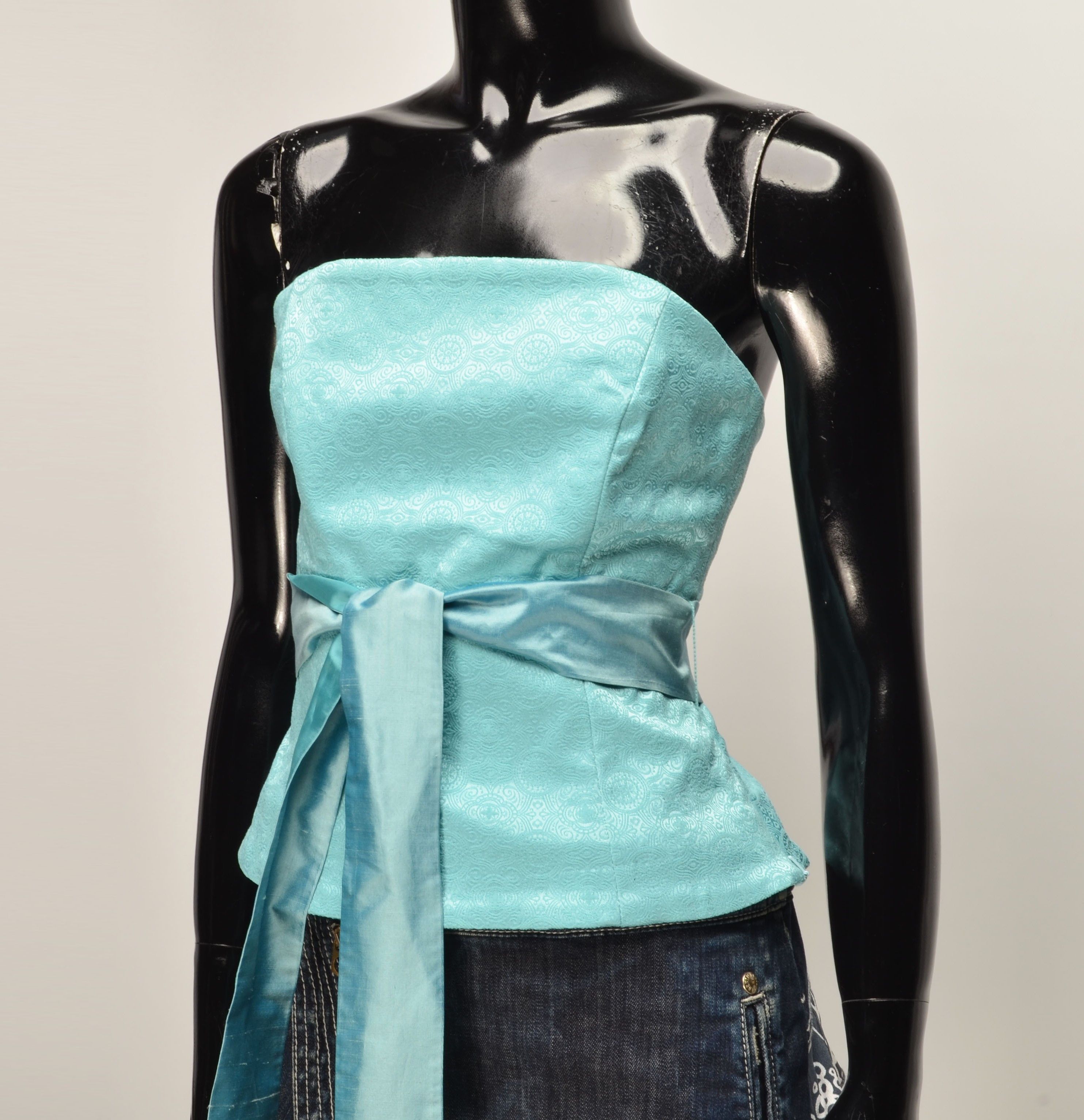 Vintage Vintage Coast Y2K Stunning Silk Belt Blue Corset Top Size M / US 6-8 / IT 42-44 - 2 Thumbnail