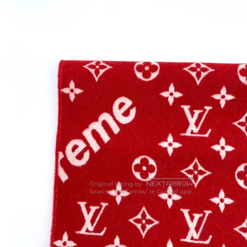 Louis Vuitton Louis Vuitton Supreme co-branded red logo floral print woo Size ONE SIZE - 3 Thumbnail