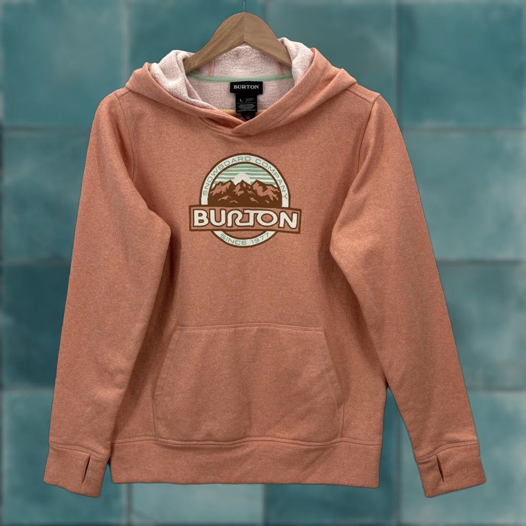 Burton Burton Hoodie Womens L Orange Oak Pullover Snowboard Logo Fleece Size L / US 10 / IT 46 - 1 Thumbnail