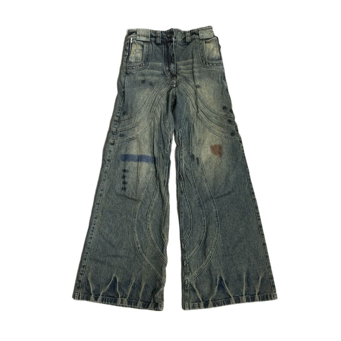 image of No Faith Studios Wave Heavy Denim (Size 30) in Green/Blue, Men's