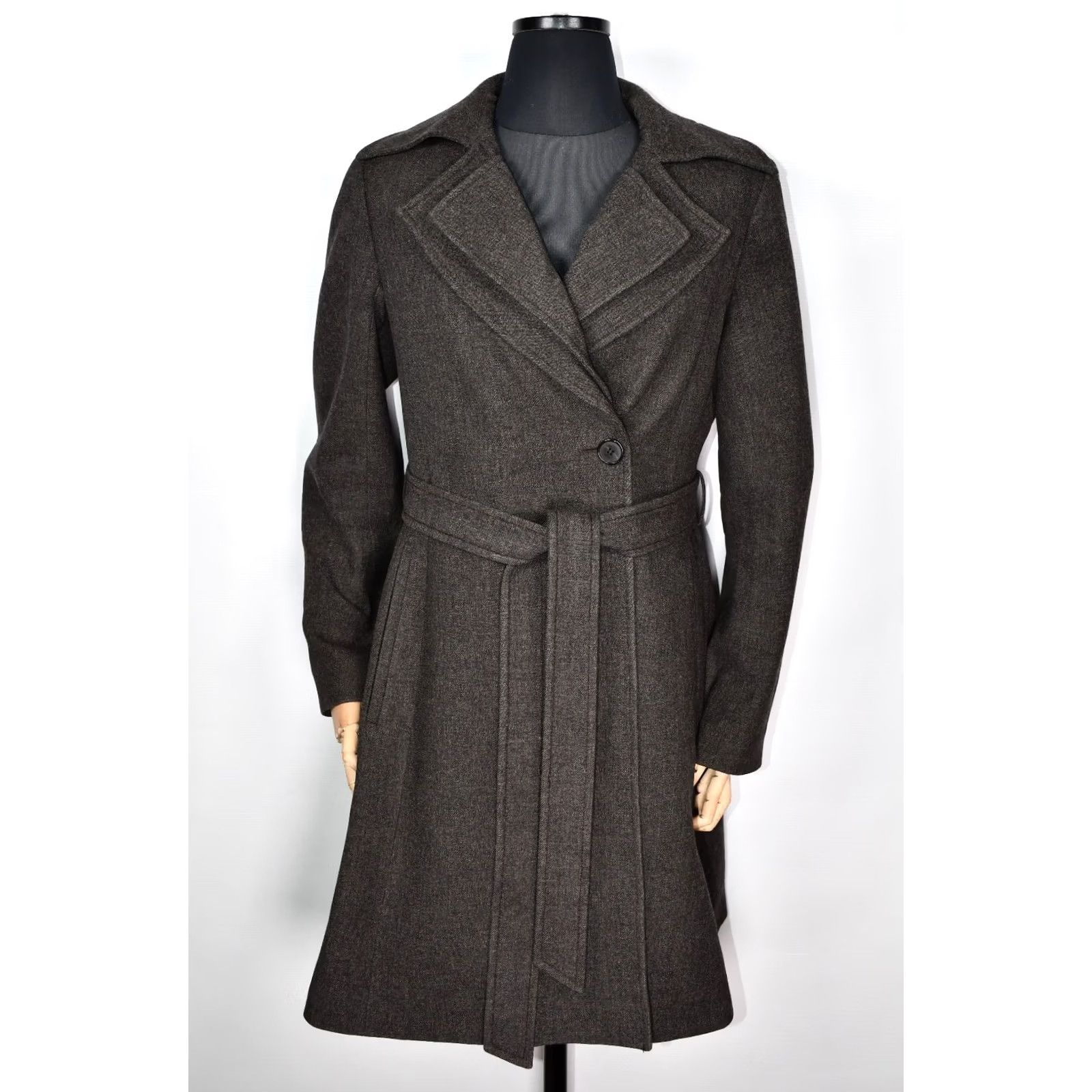 Allsaints All Saints Isabella Coat Womens Wool Brown Belted Coat UK 12 US 8 Jacket Length Mid-Length Size M / US 6-8 / IT 42-44 - 2 Thumbnail