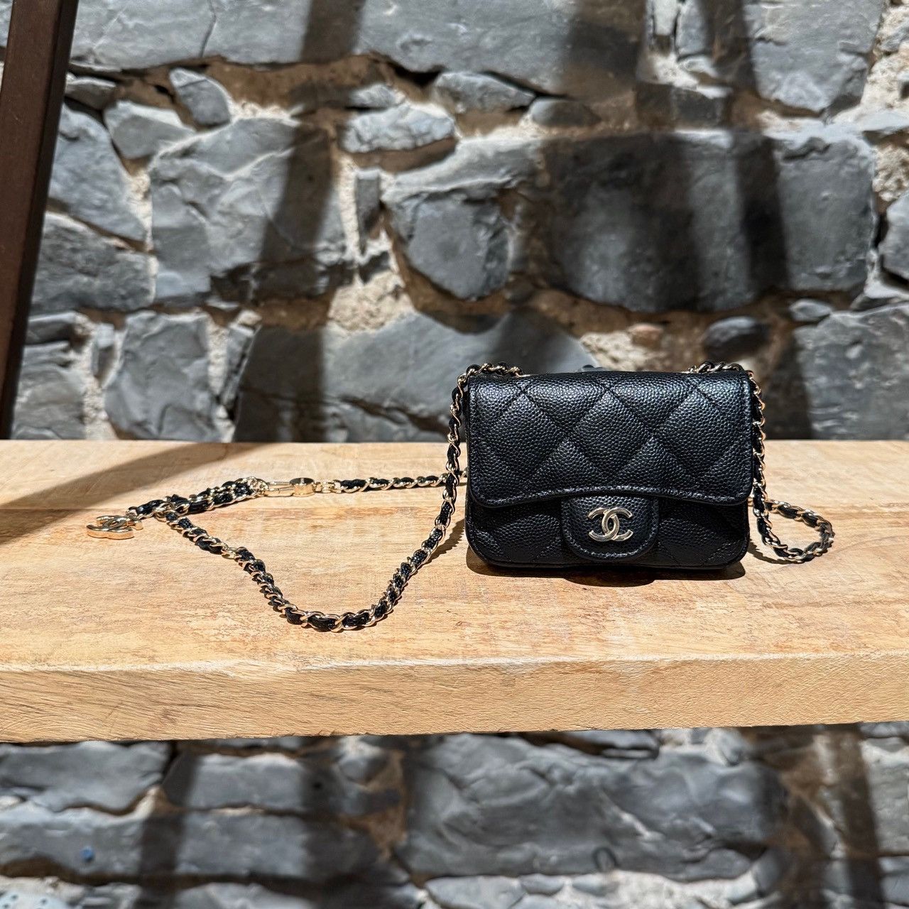 Chanel Chanel 2021 Black Caviar Mini Chain Belt Bag Size ONE SIZE - 1 Thumbnail
