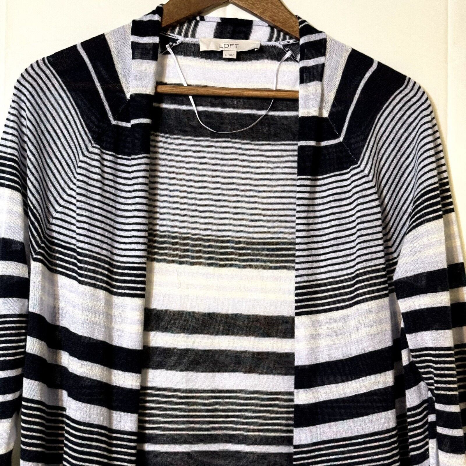 Loft Loft Stripe Open Long Cardigan Lightweight Blue White Large Size L / US 10 / IT 46 - 3 Thumbnail