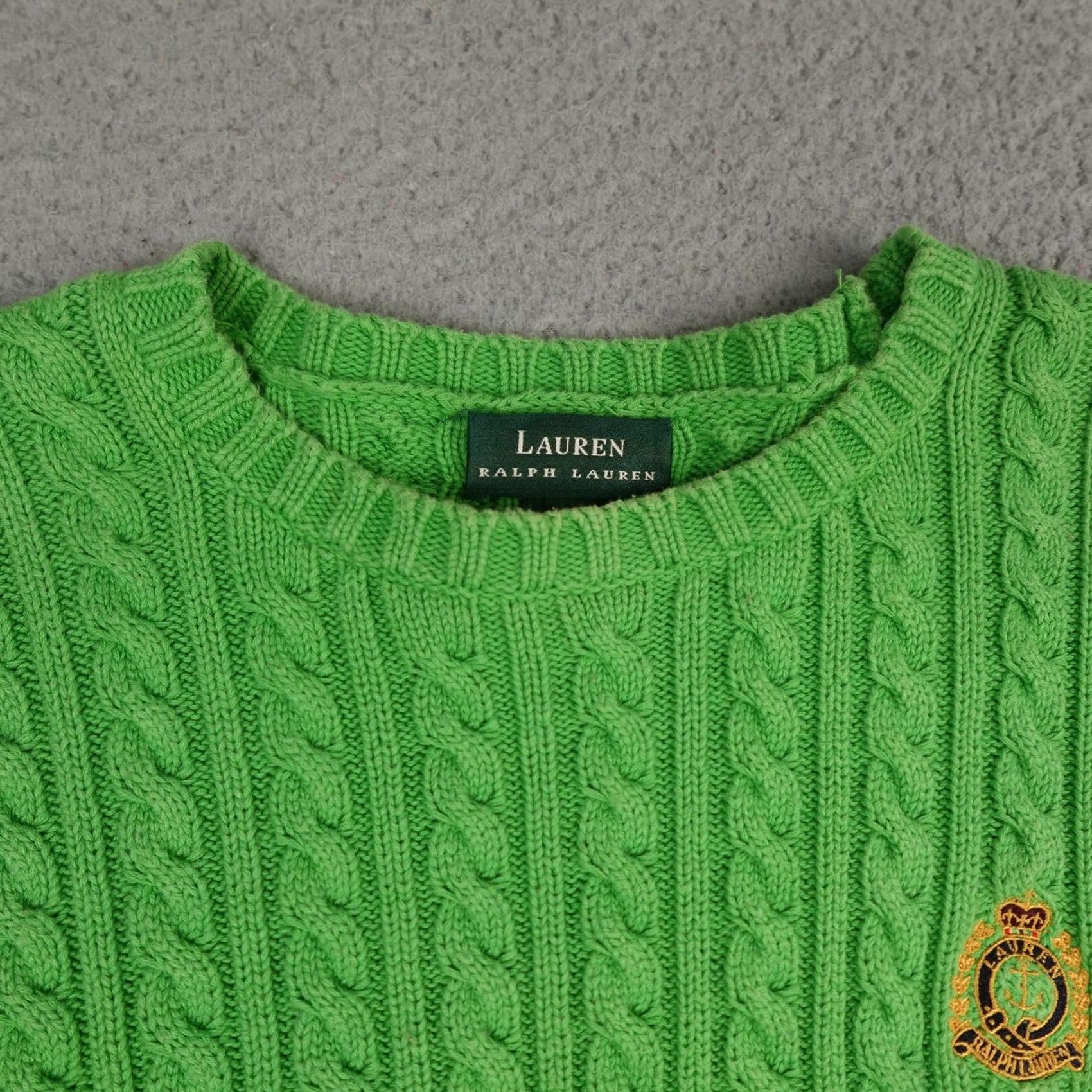 Ralph Lauren Lauren Ralph Lauren Sweater Womens M Green Cable-Knit Crest Logo Y2K Retro Pullover Size M / US 6-8 / IT 42-44 - 4 Thumbnail