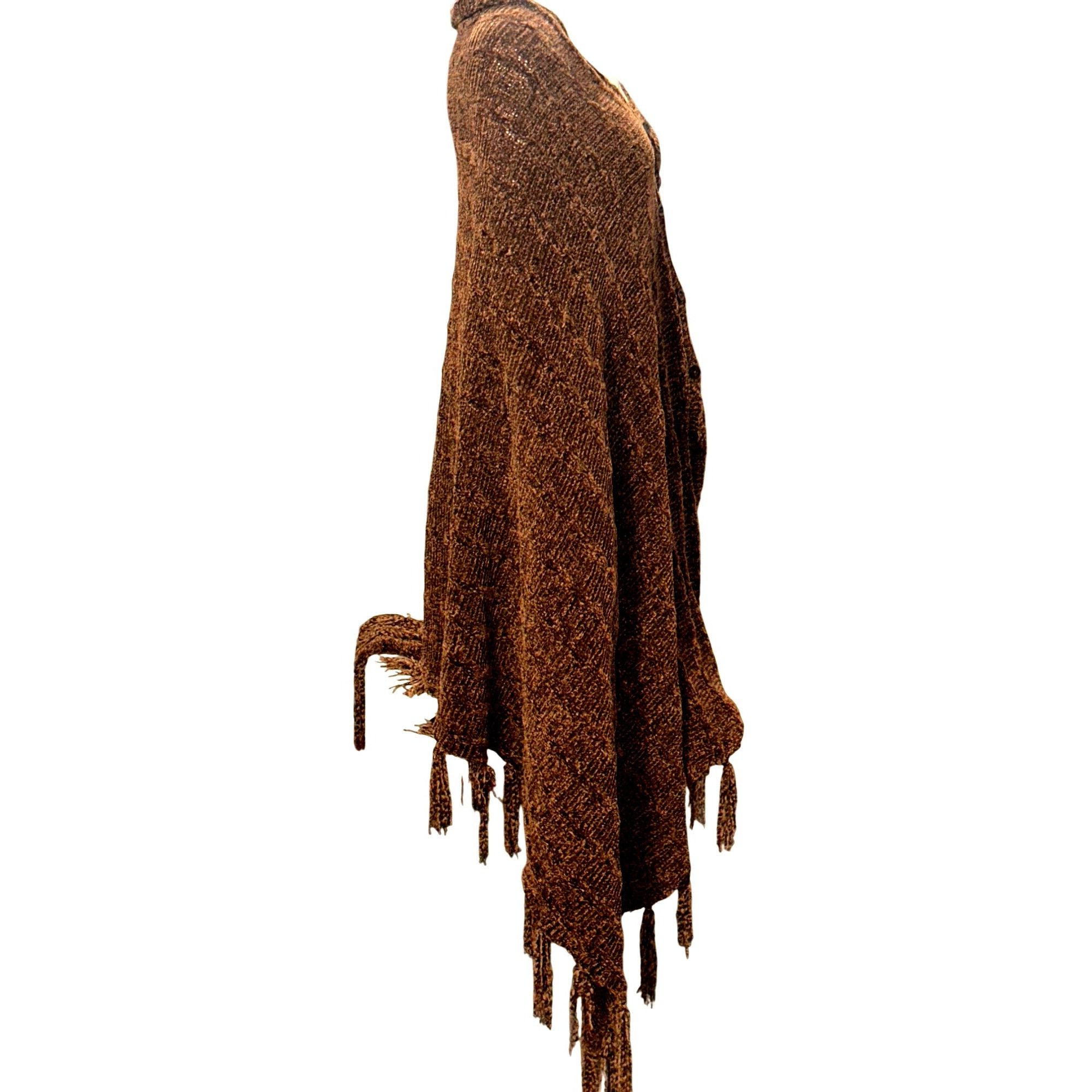 Other CCC Handmade Brown Knitted Shawl Wrap Fringe Edges One Size Size ONE SIZE - 4 Thumbnail