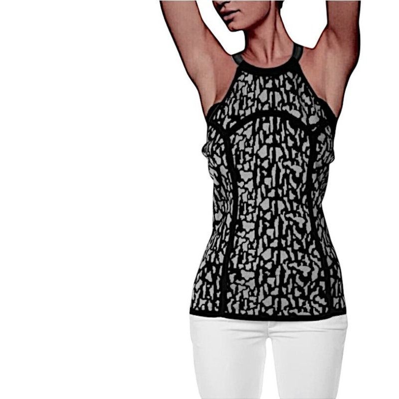 NBDN Nobrandedon Carmen Marc Valvo Black/Gray Top | Size XS Size XS / US 0-2 / IT 36-38 - 5 Thumbnail