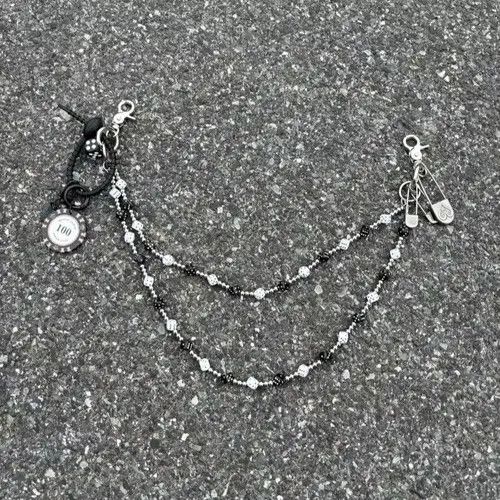 VIBE Black White lucky Dice Baccarat Pearl Pants Chain Size ONE SIZE - 4 Thumbnail