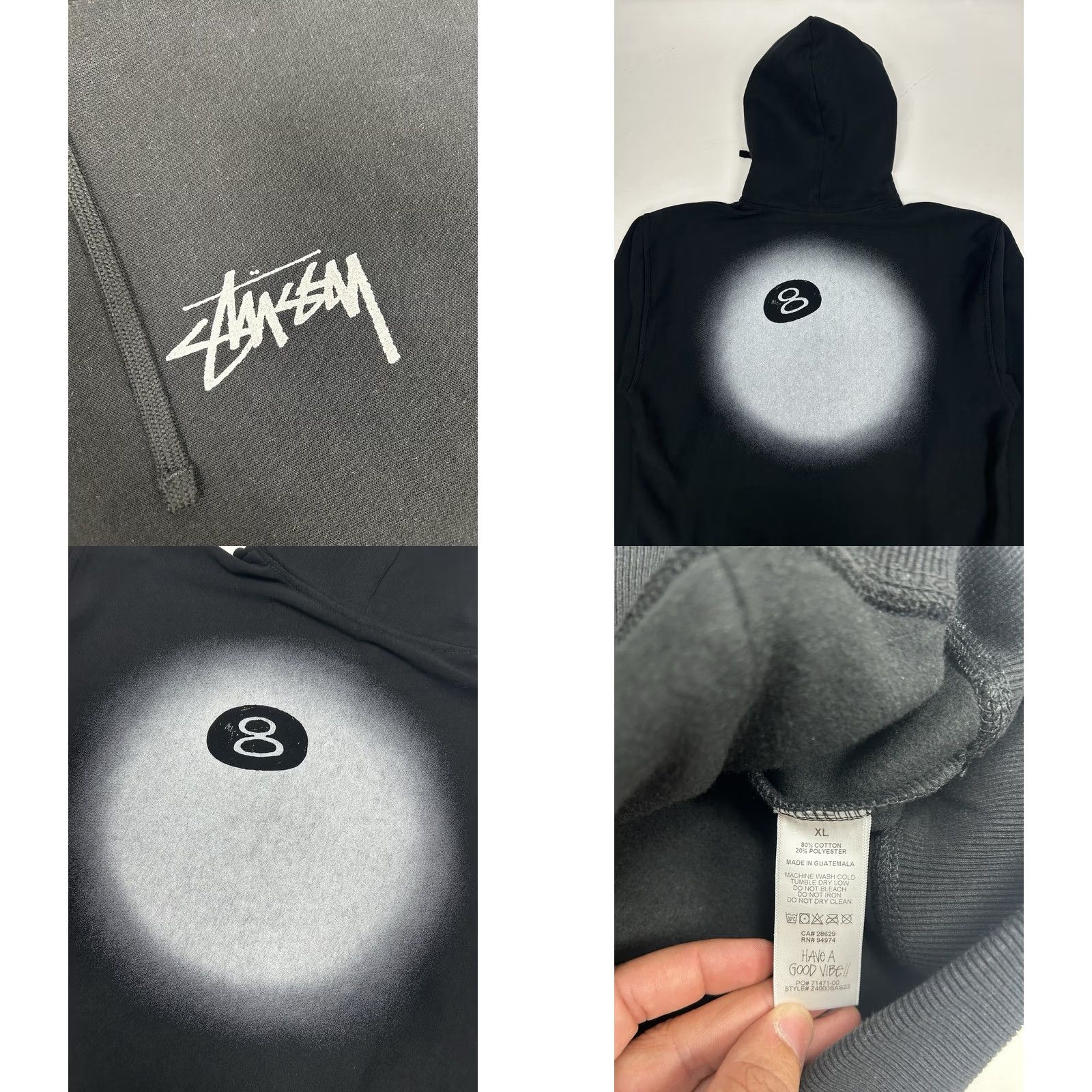 Vintage VINTAGE Stussy 8 Ball Fade Hoodie Eight Ball Stüssy Graphic Sweatshirt XL BLK Size US XL / EU 56 / 4 - 8 Thumbnail