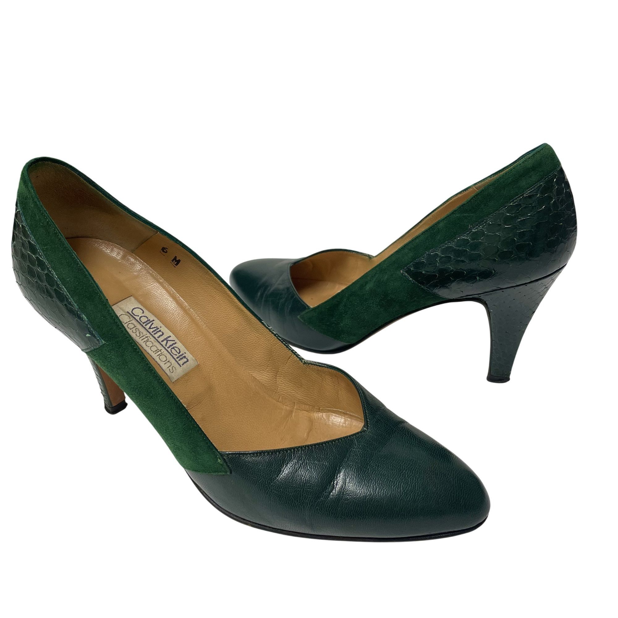Calvin Klein Vtg Calvin Klein CK SUEDE Leather SNAKESKIN Pumps Size US 6 / IT 36 - 1 Thumbnail