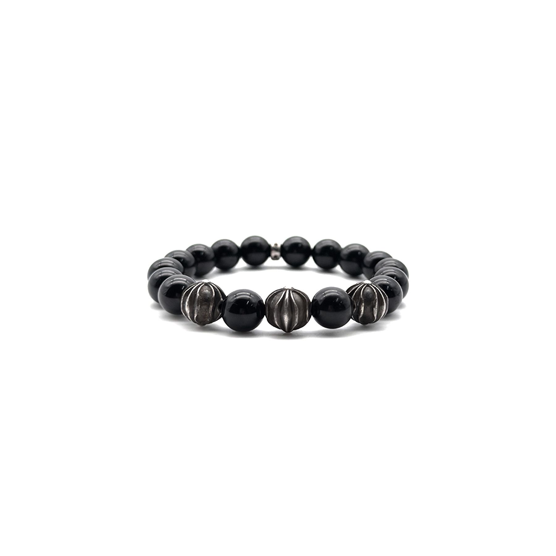 Chrome Hearts Chrome Hearts 10mm Black Obsidian 4 Silver Beaded Bracelet Size ONE SIZE - 2 Thumbnail