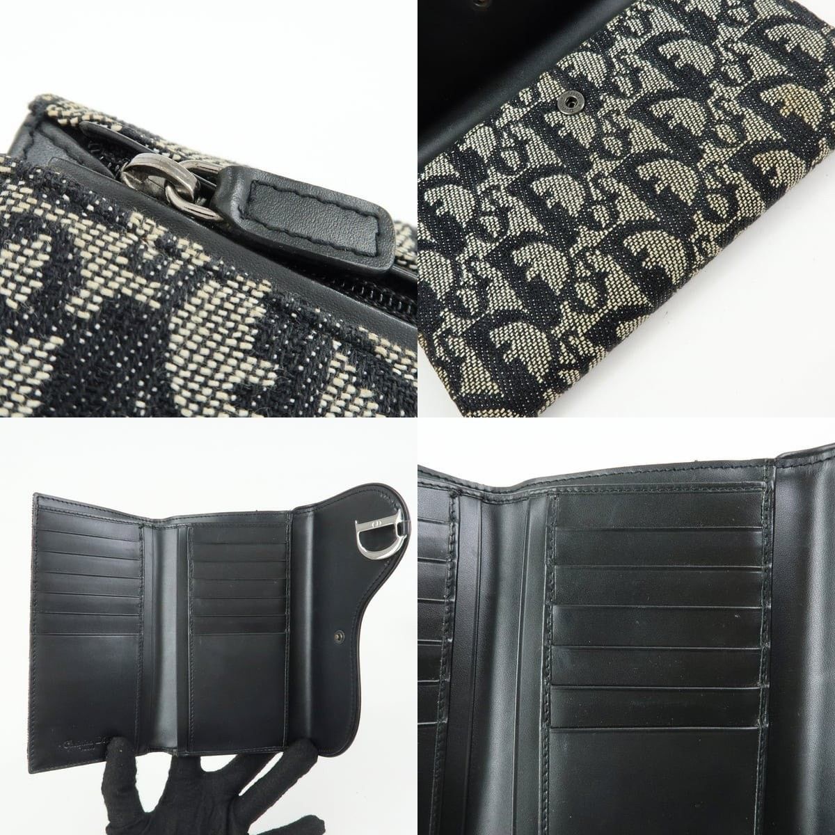 Christian Dior Monsieur Christian Dior Oblique Saddle Flap Wallet Canvas Navy Size ONE SIZE - 6 Thumbnail