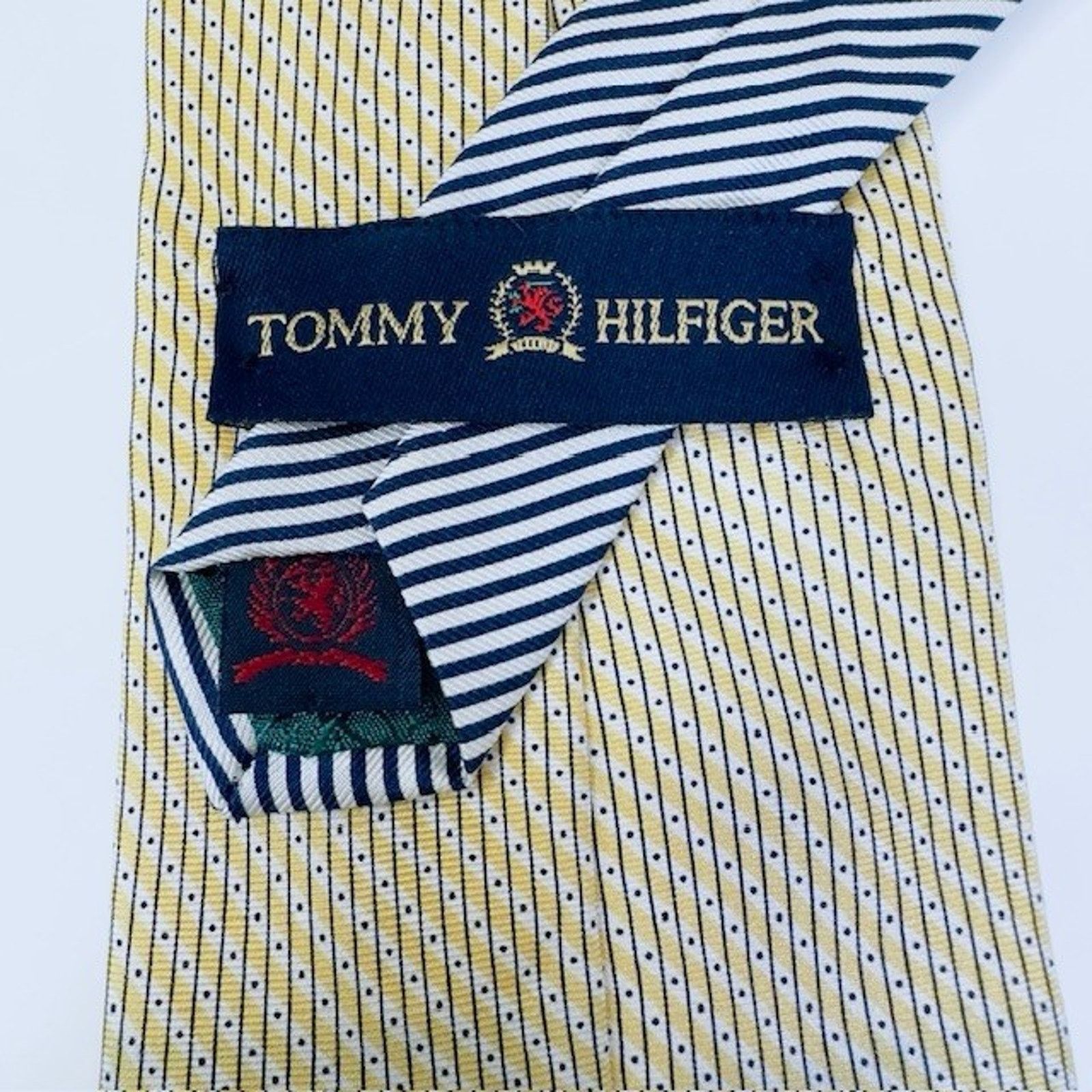 Tommy Hilfiger Tommy Hilfiger Men's Neck Tie Silk Gold/Beige/Blue Geometric Size ONE SIZE - 2 Thumbnail